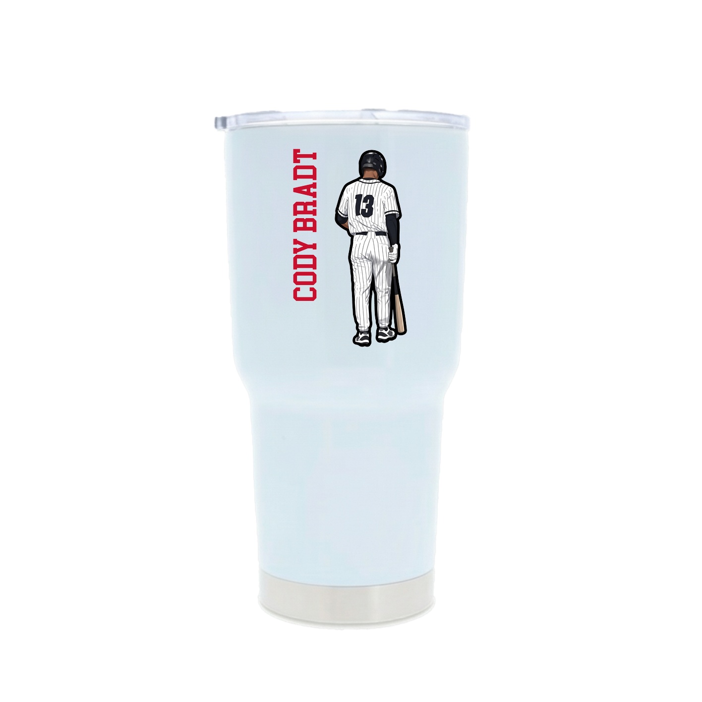 30oz Stainless Steel Tumbler — Name Vertical in White