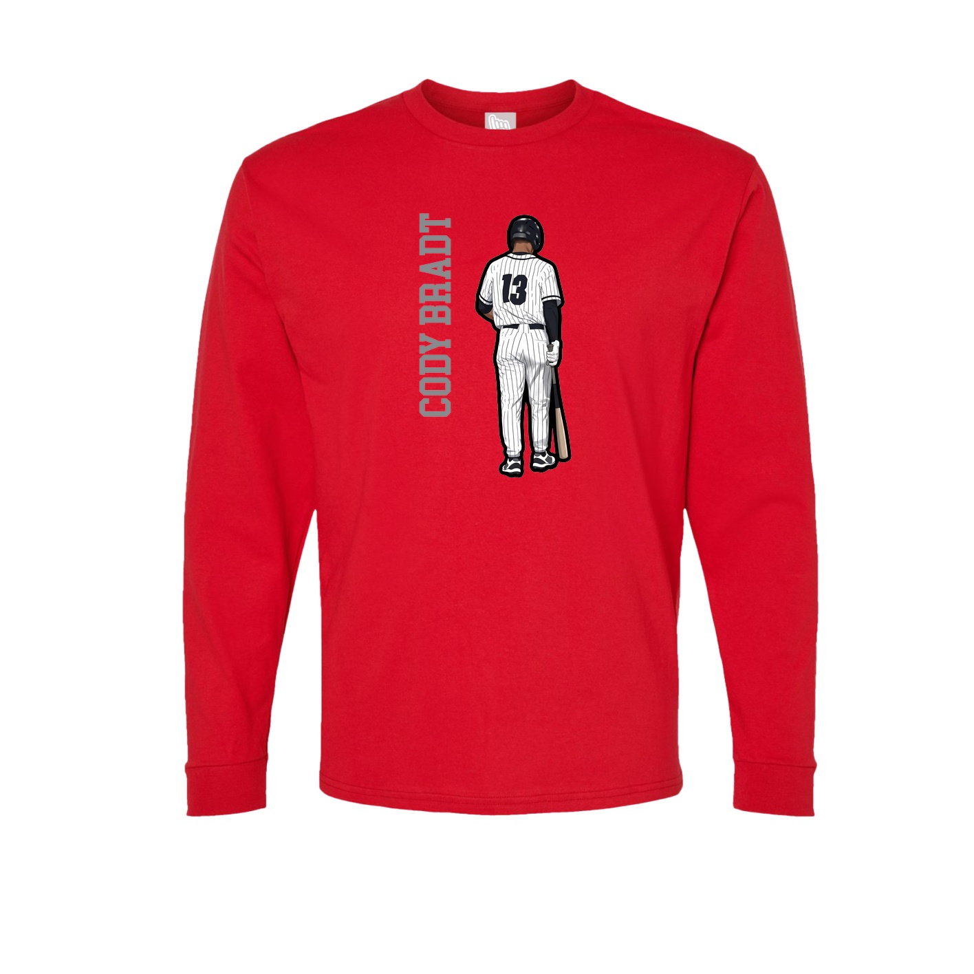 Long Sleeve Tee — Name Vertical in Red