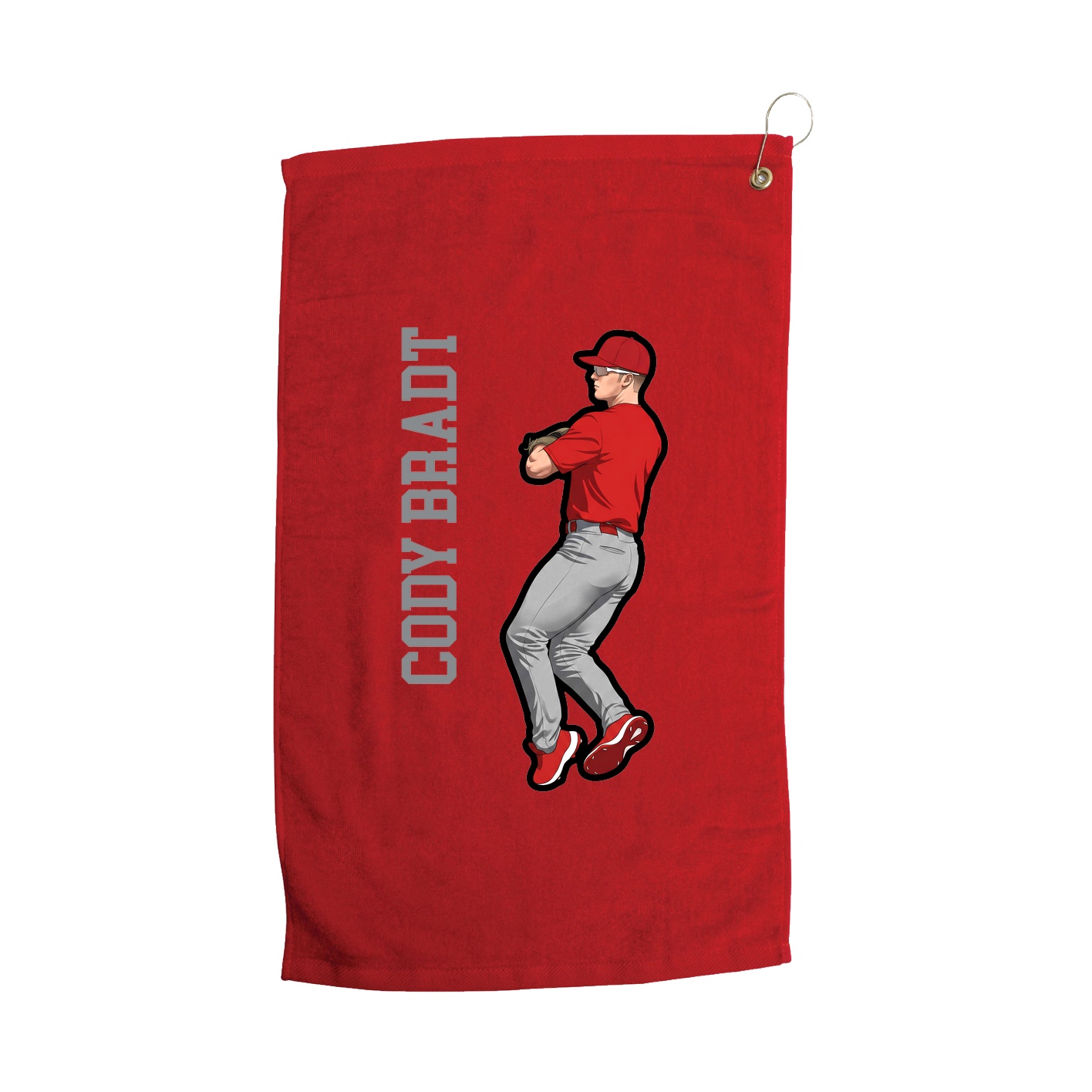 Golf Towel — Name Vertical in Red