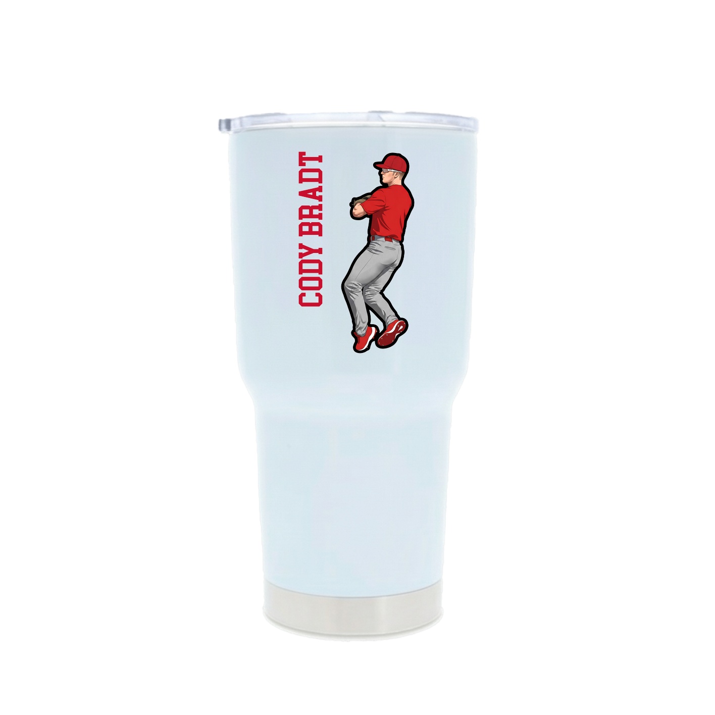 30oz Stainless Steel Tumbler — Name Vertical in White