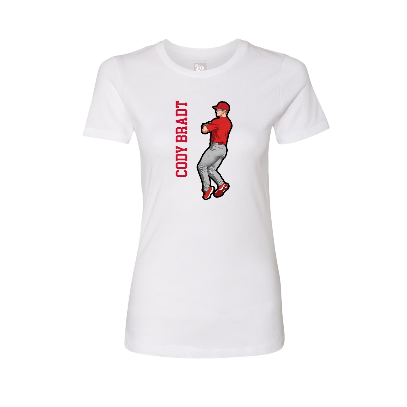 Womens Tee — Name Vertical in White