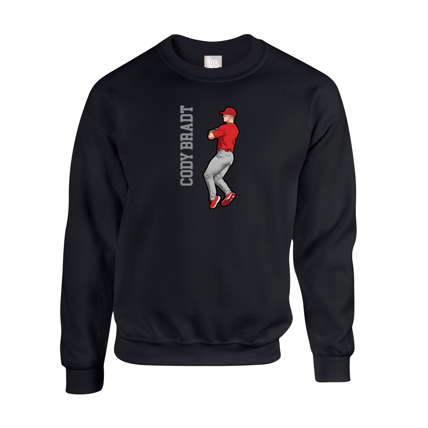 Fleece Crew — Name Vertical in Black