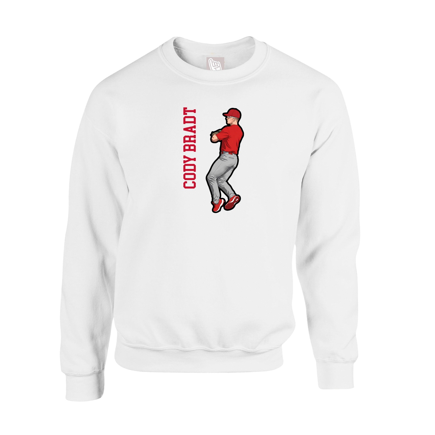 Fleece Crew — Name Vertical in White