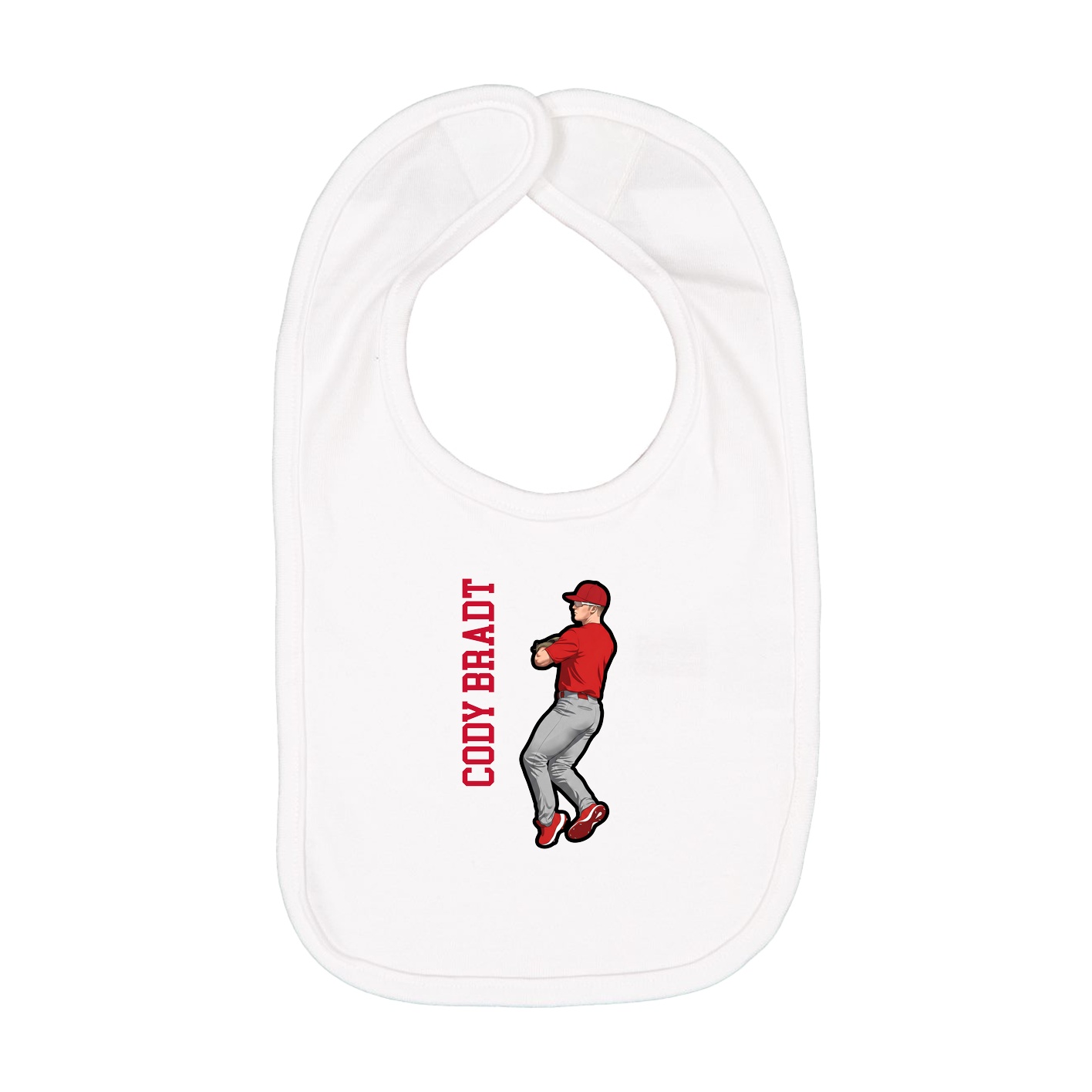Infant Bib — Name Vertical in White