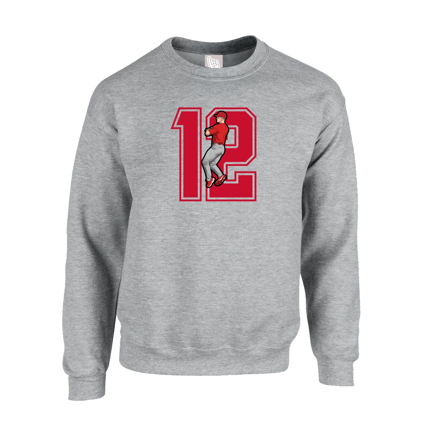 Fleece Crew — Number in Grey