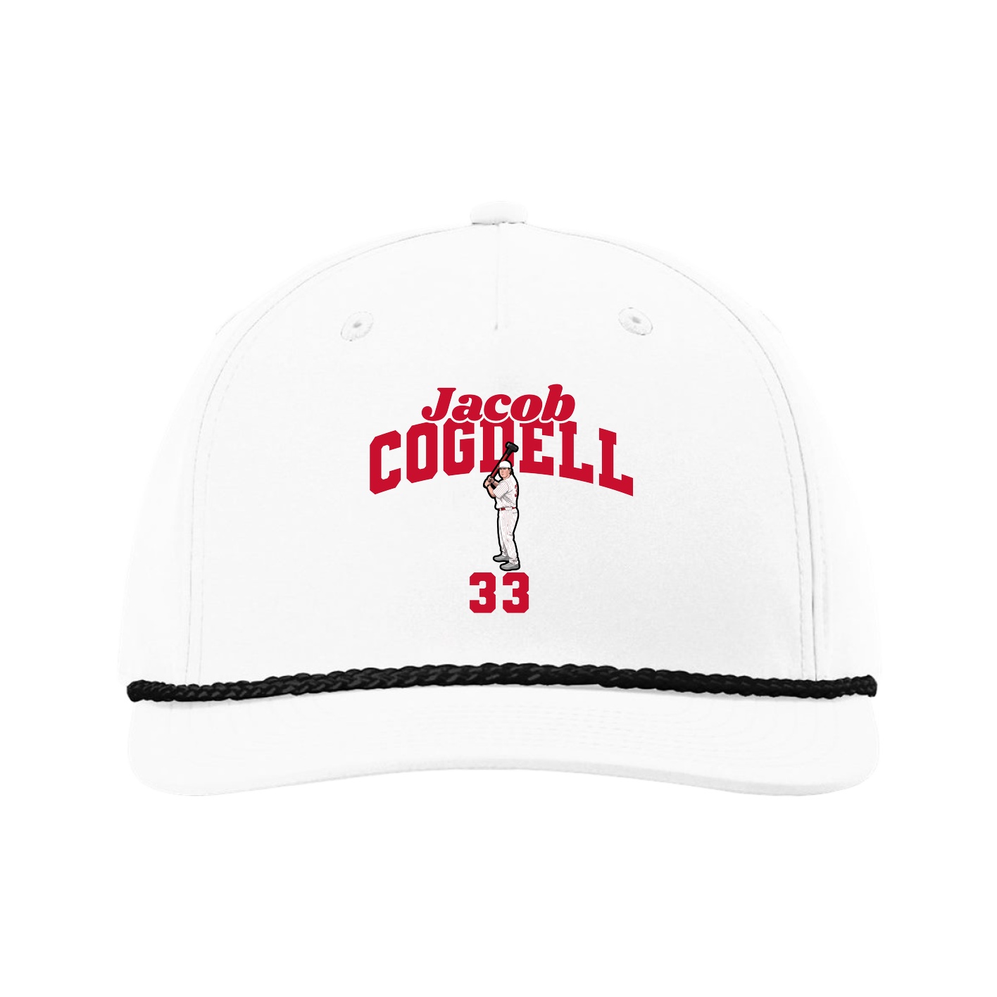 Five-Panel Classic Rope Cap — Signature Arch in White