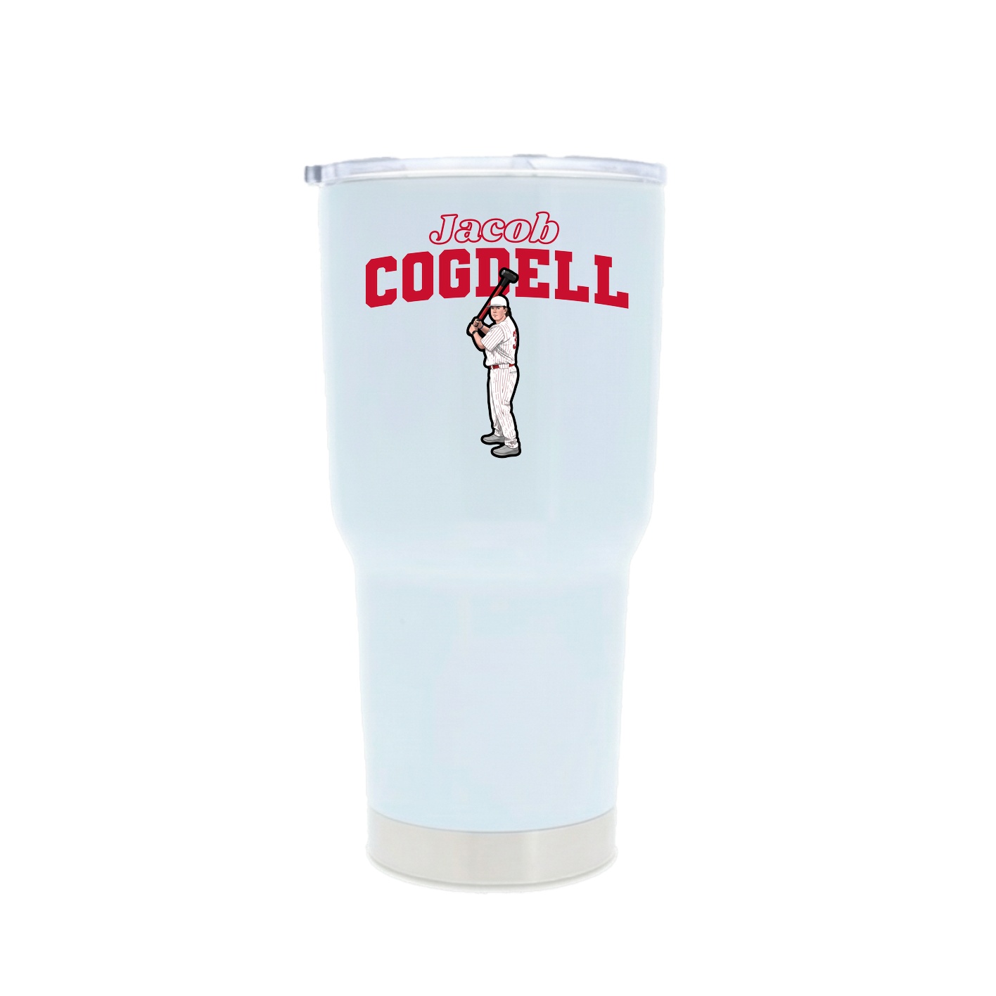 30oz Stainless Steel Tumbler — Name Arch in White