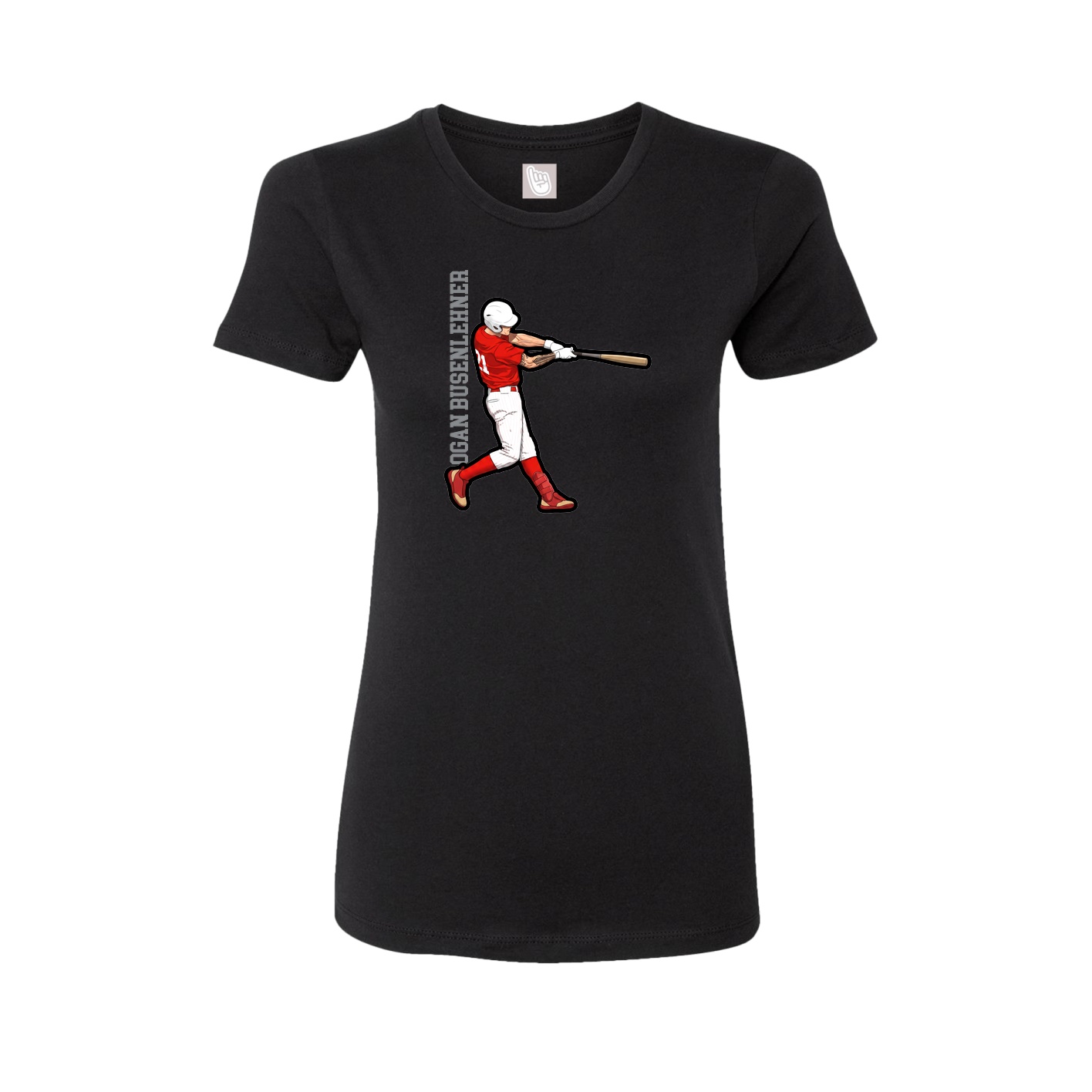 Fitted Women's Tee — Name Vertical in Black