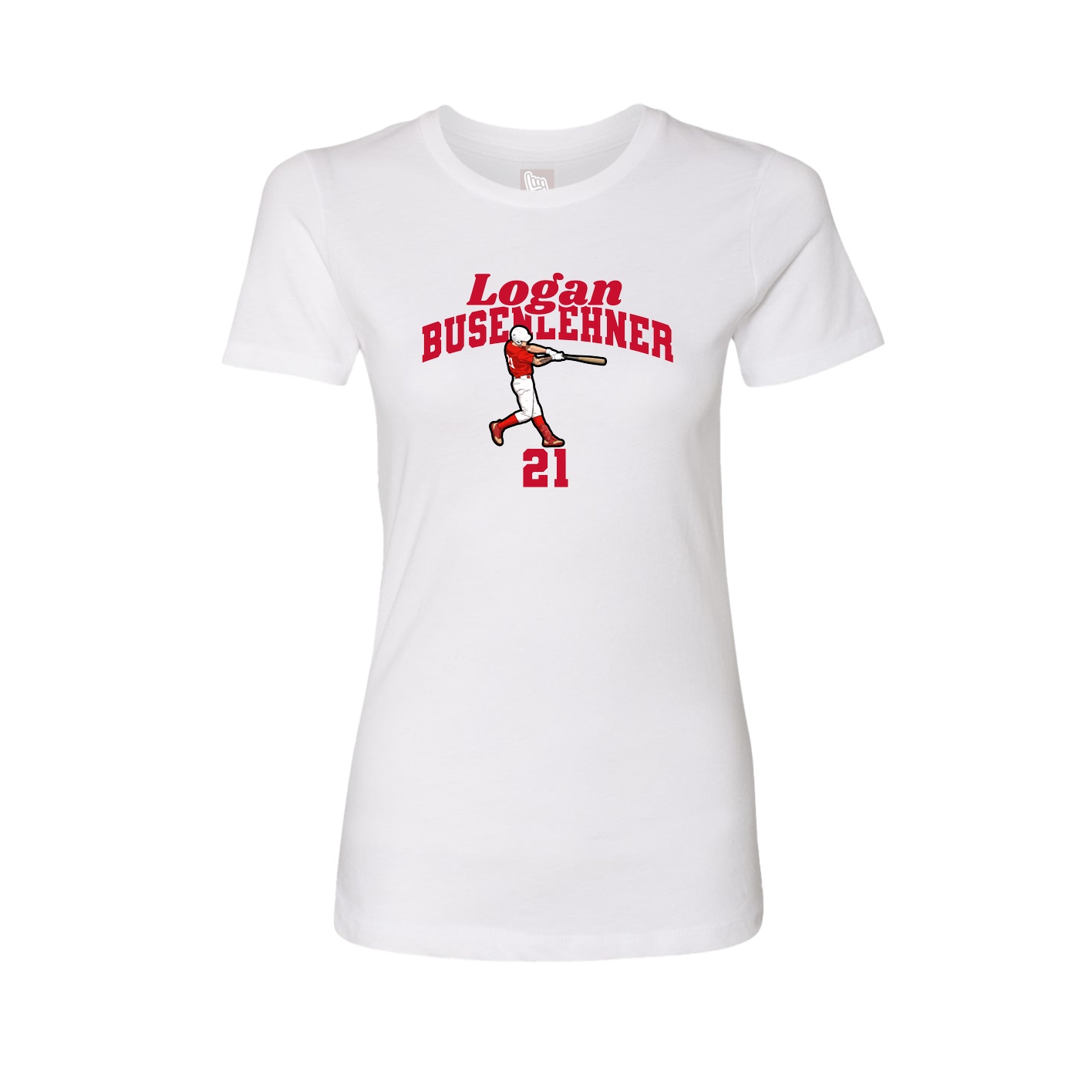 Fitted Women's Tee — Signature Arch in White