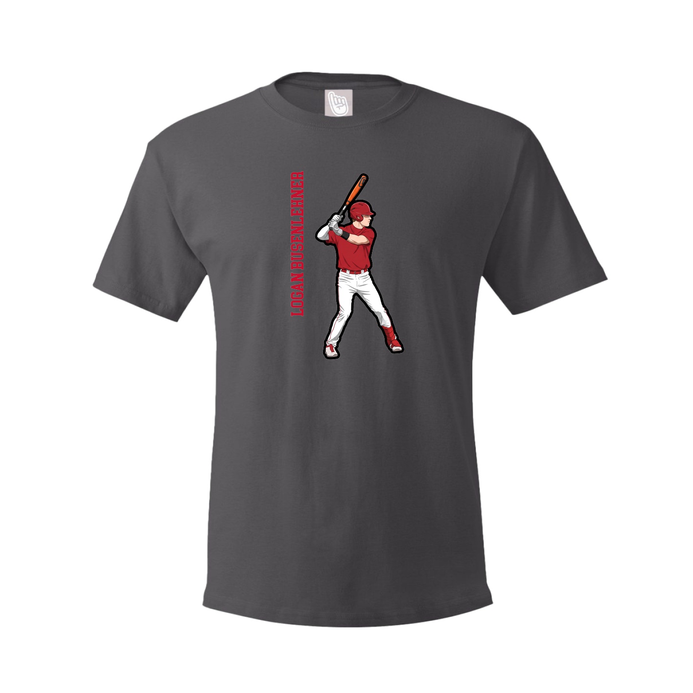 Tee — Name Vertical in Grey