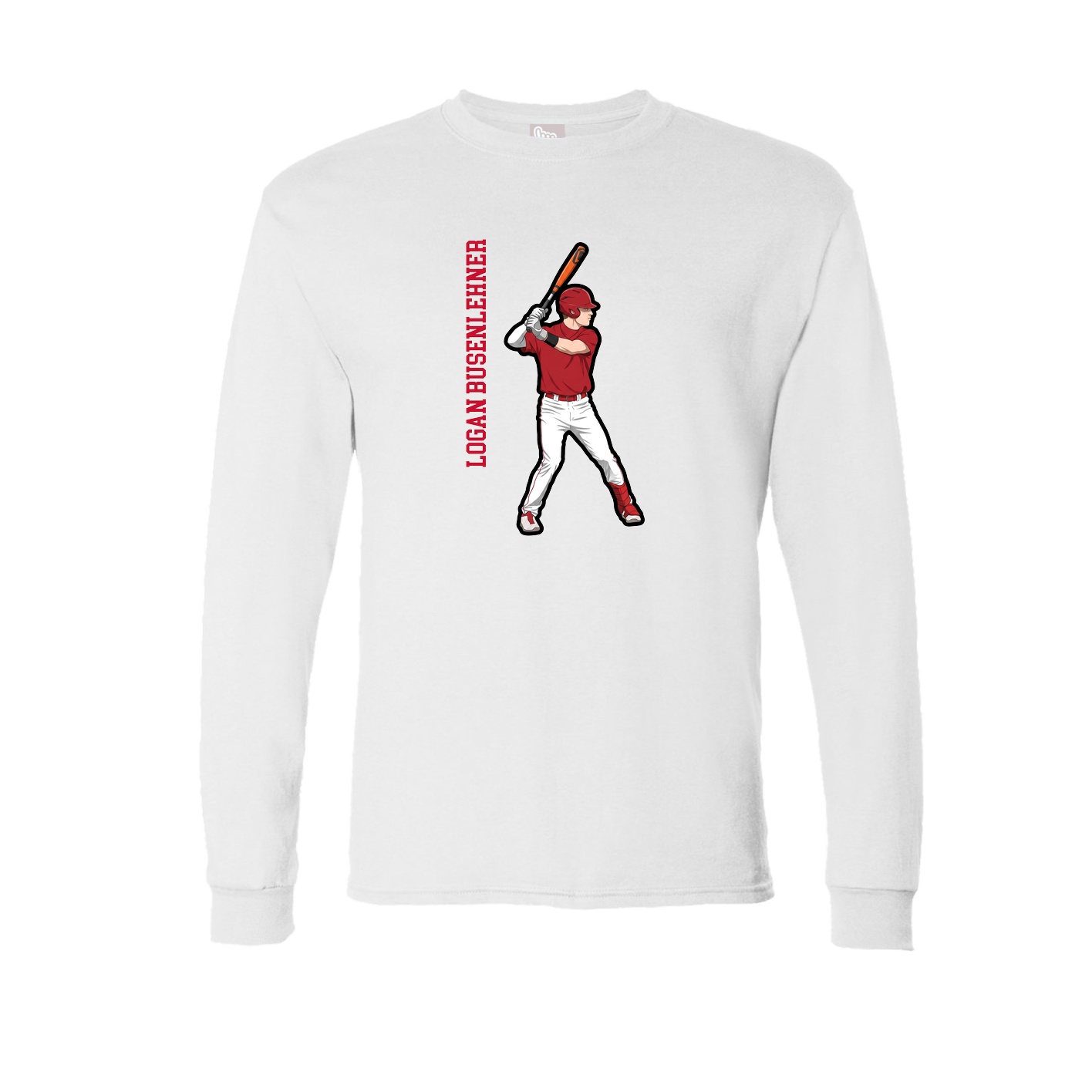 Long Sleeve Tee — Name Vertical in White