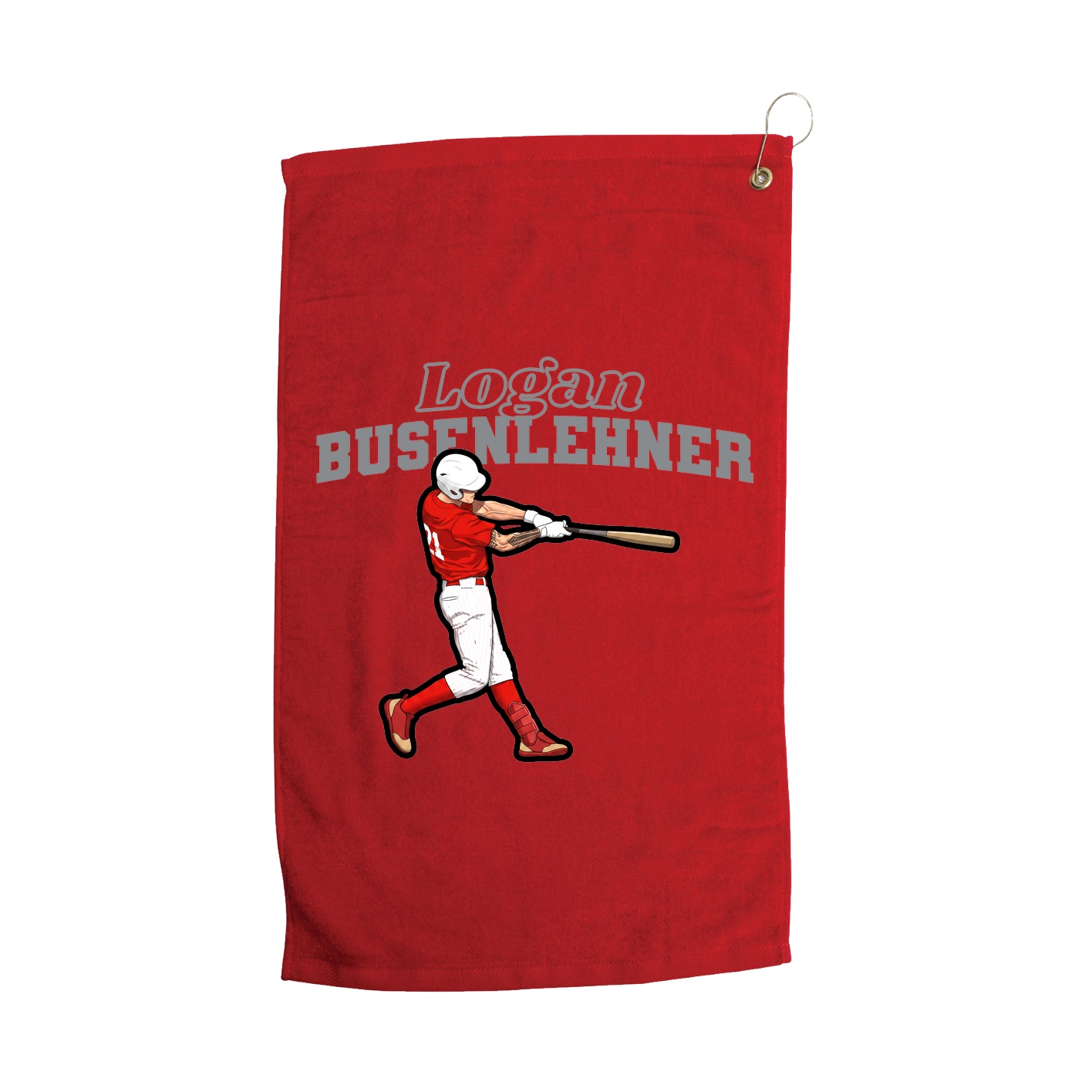 Golf Towel — Name Arch in Red