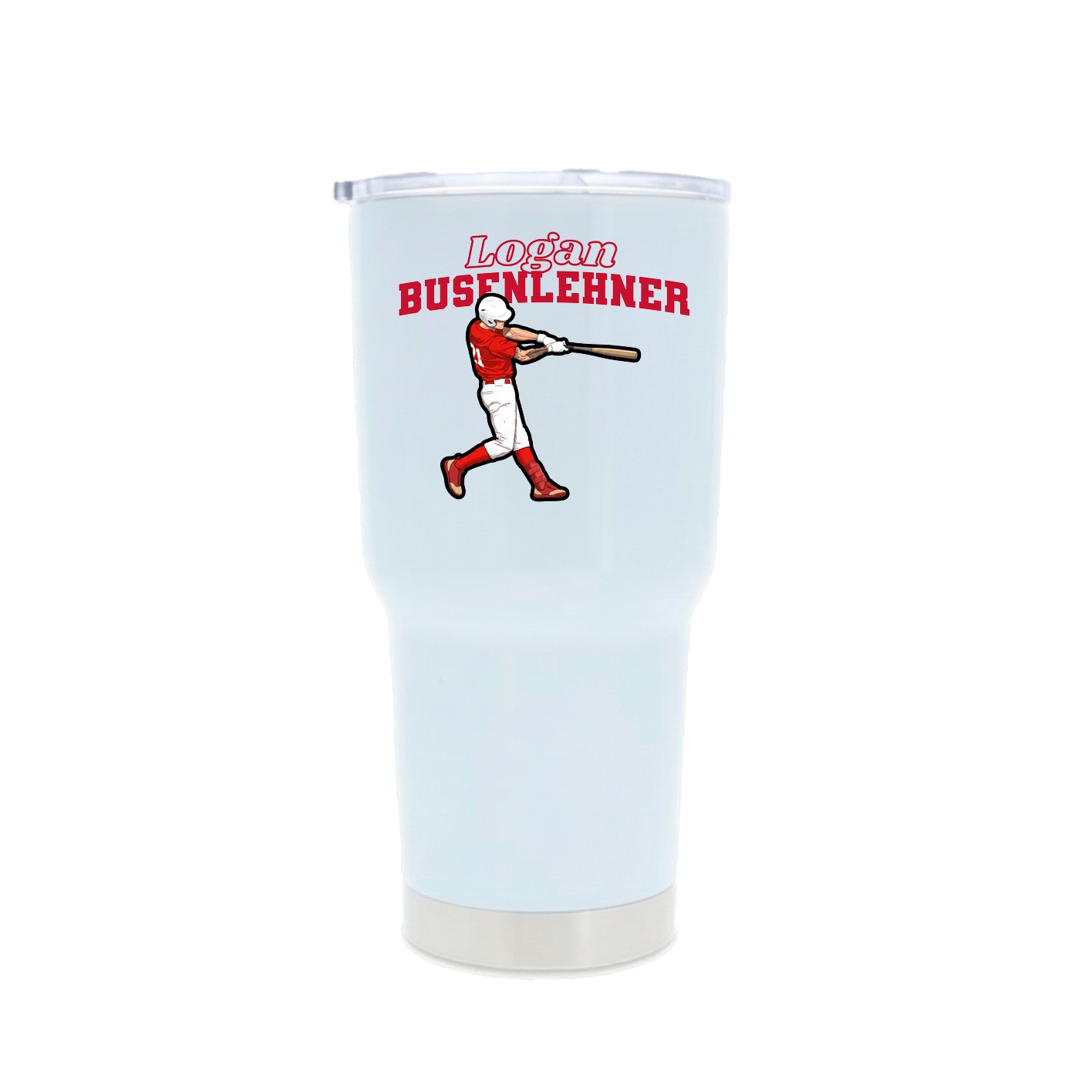 30oz Stainless Steel Tumbler — Name Arch in White