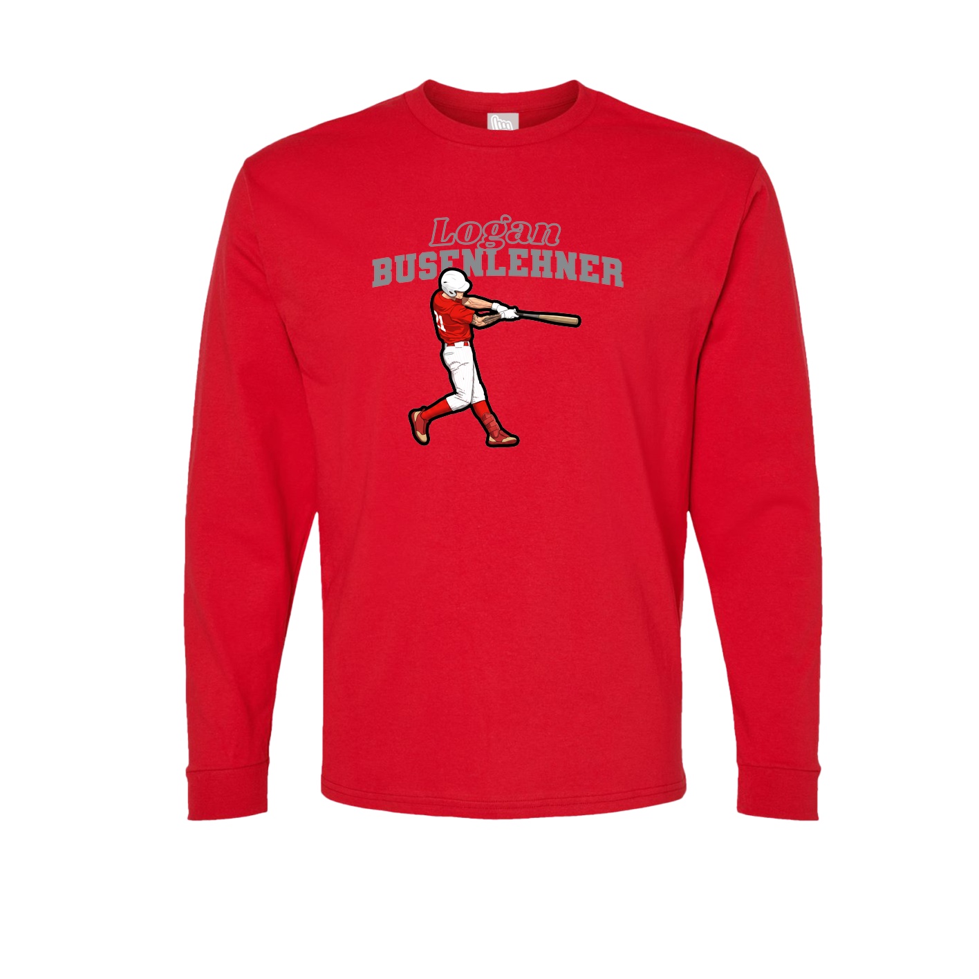 Long Sleeve Tee — Name Arch in Red