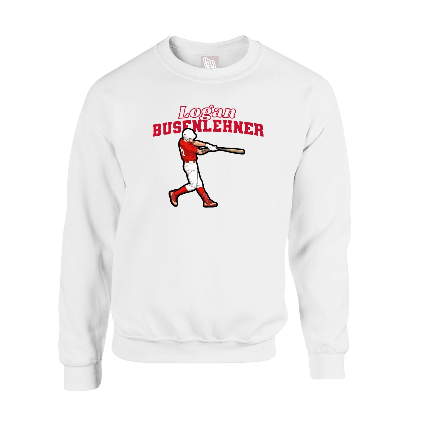 Fleece Crew — Name Arch in White