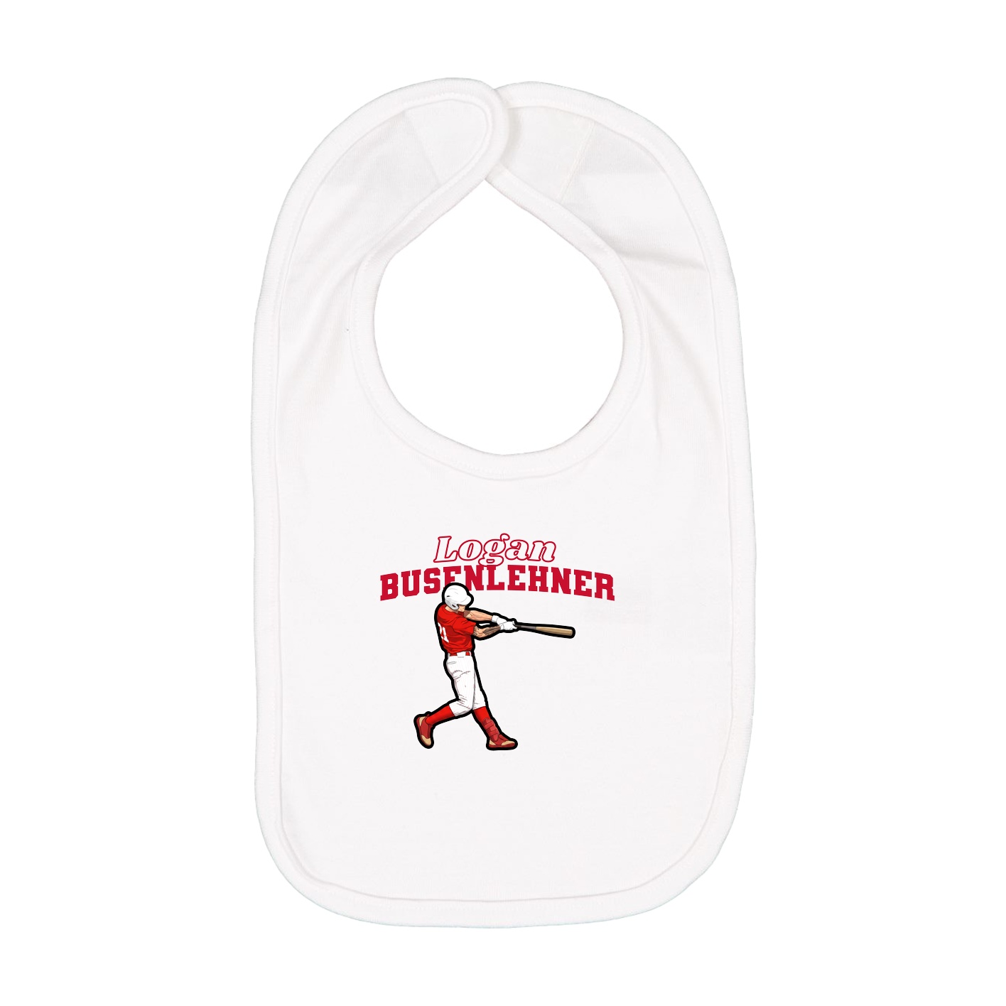 Infant Bib — Name Arch in White
