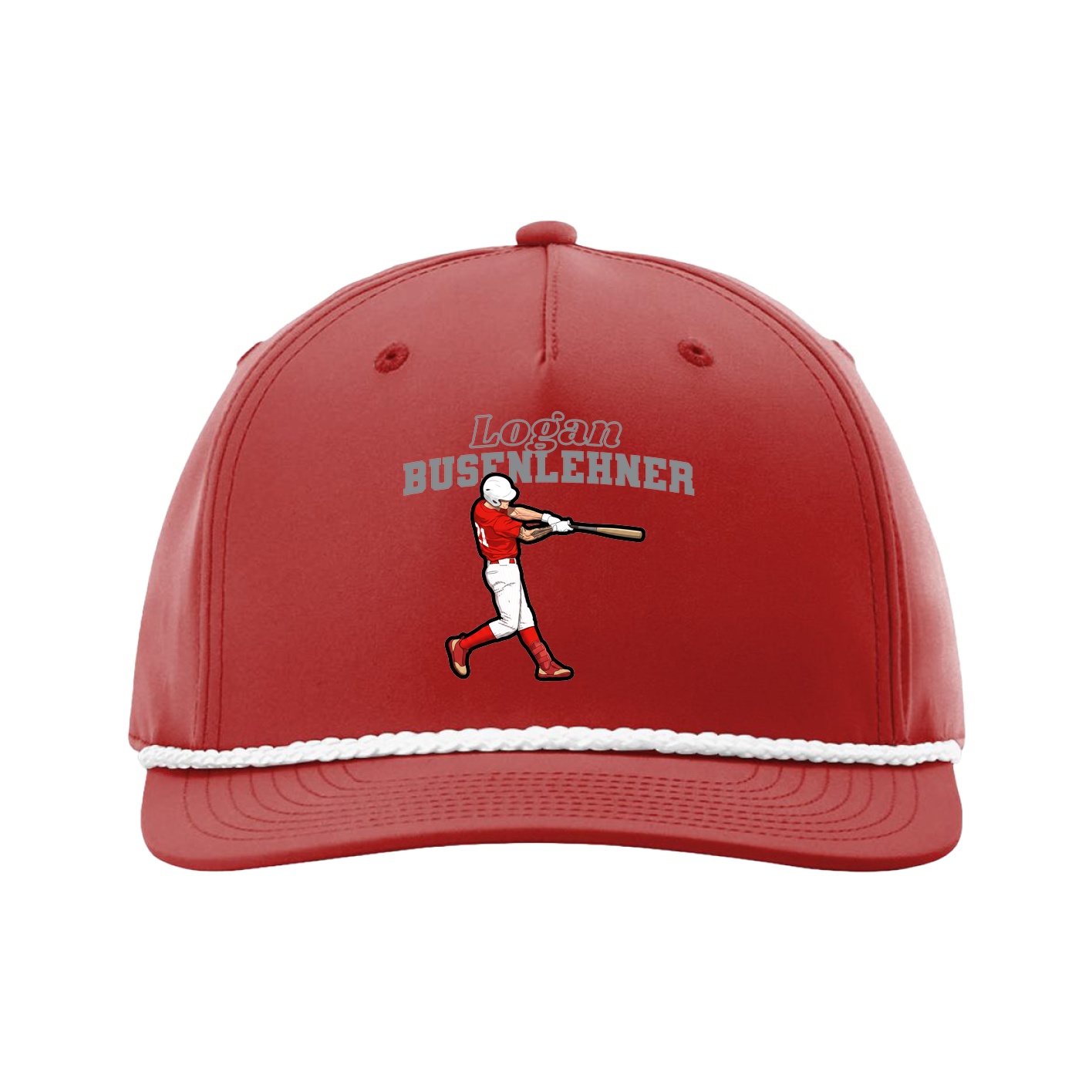 Five-Panel Classic Rope Cap — Name Arch in Red