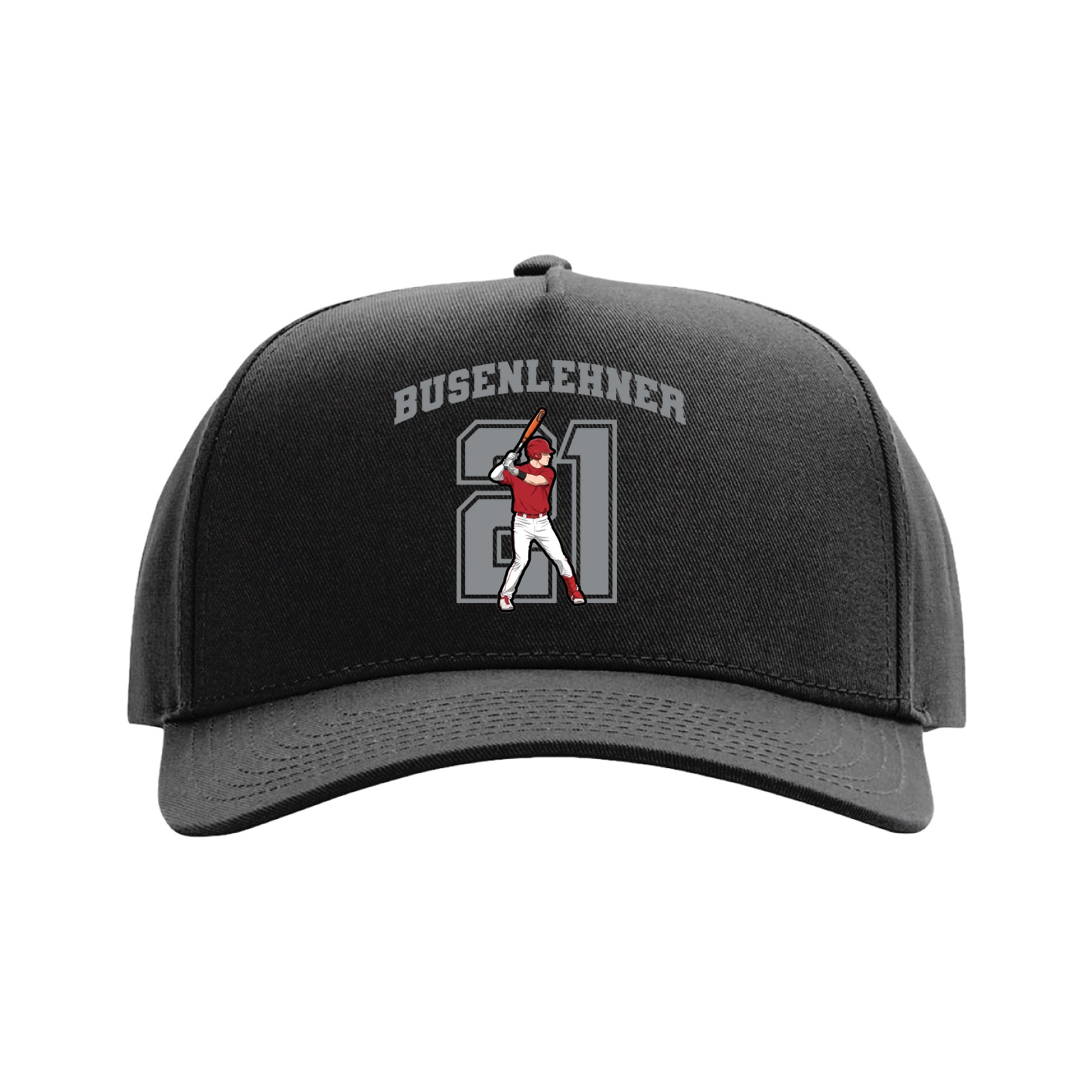 Full Fabric Five-Panel Champ Cap — Number in Black