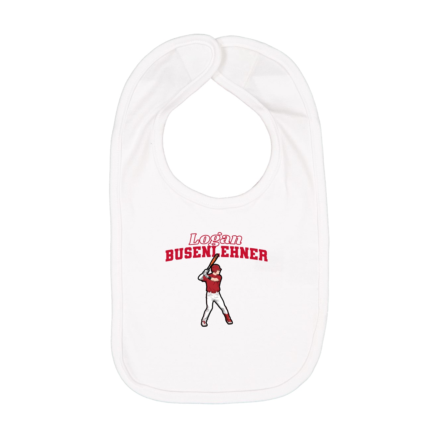 Infant Bib — Name Arch in White