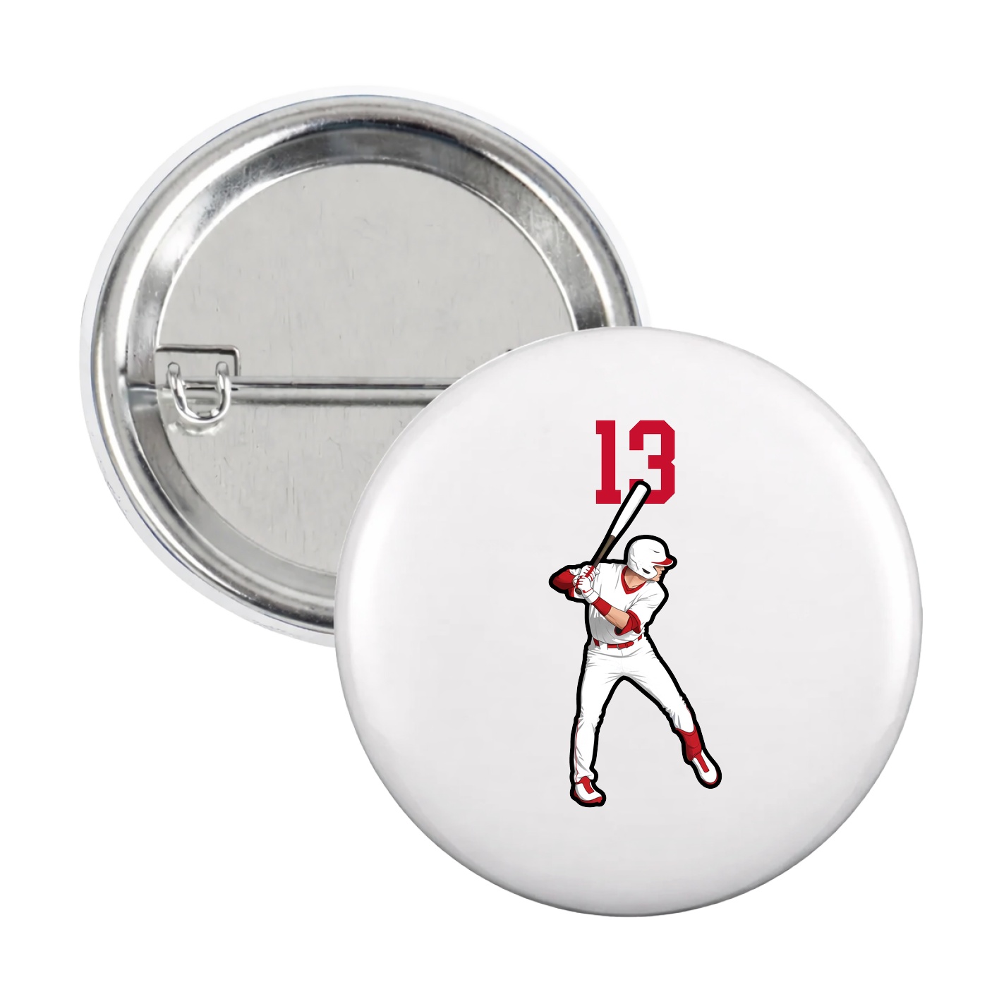 Game Day Button — Number Top in White