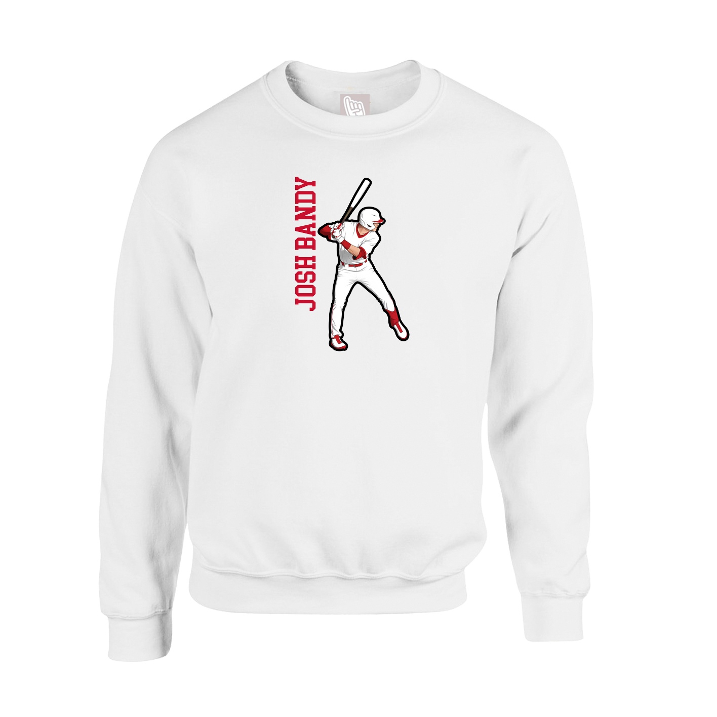 Fleece Crew — Name Vertical in White
