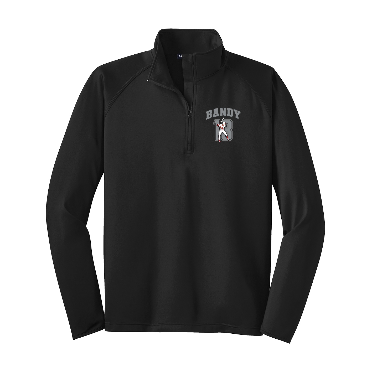 Q-Zip Pullover — Number in Black