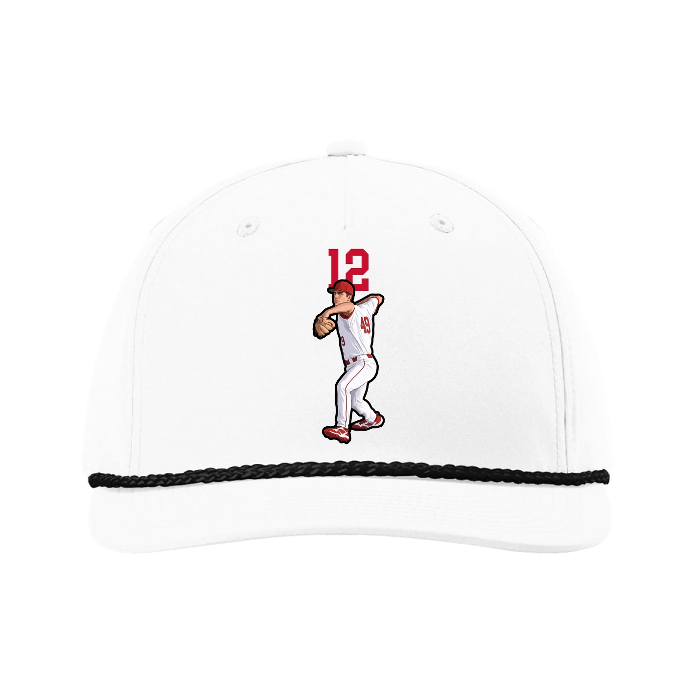 Five-Panel Classic Rope Cap — Number Top in White