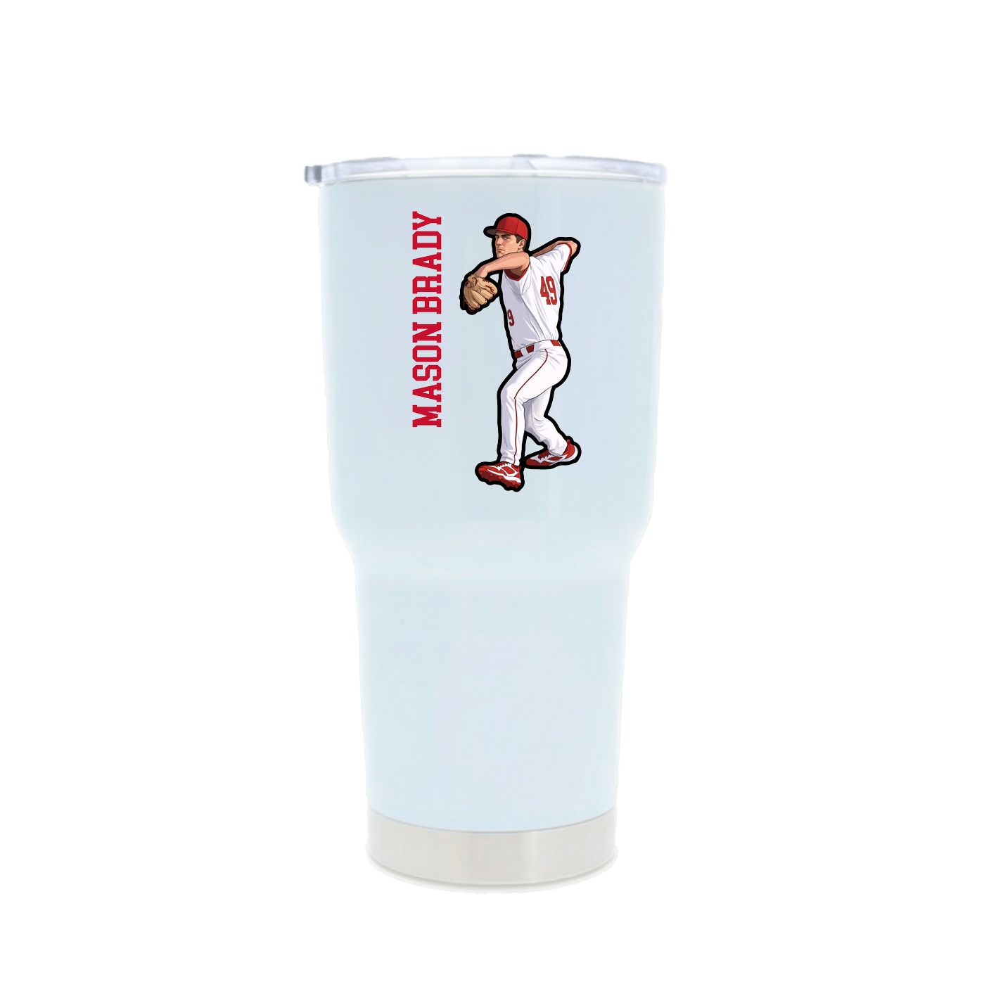 30oz Stainless Steel Tumbler — Name Vertical in White