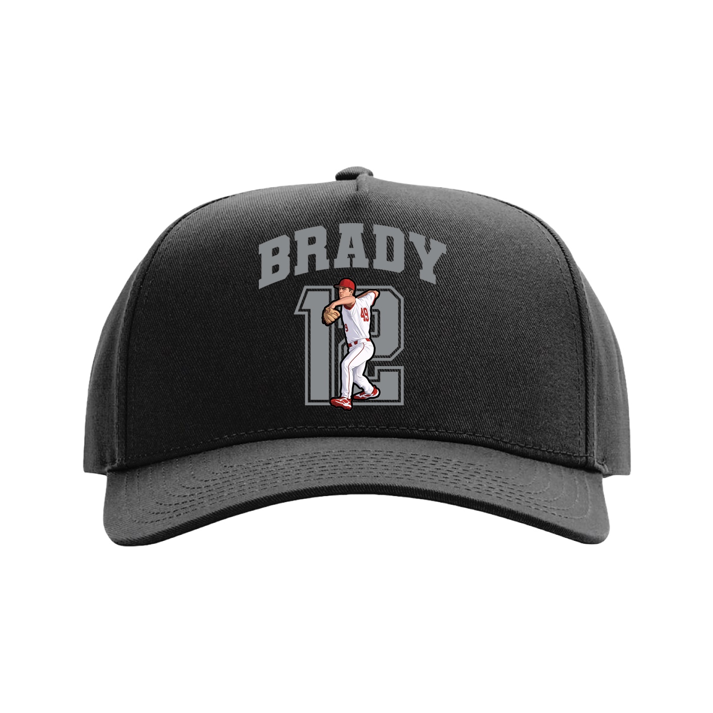 Full Fabric Five-Panel Champ Cap — Number in Black