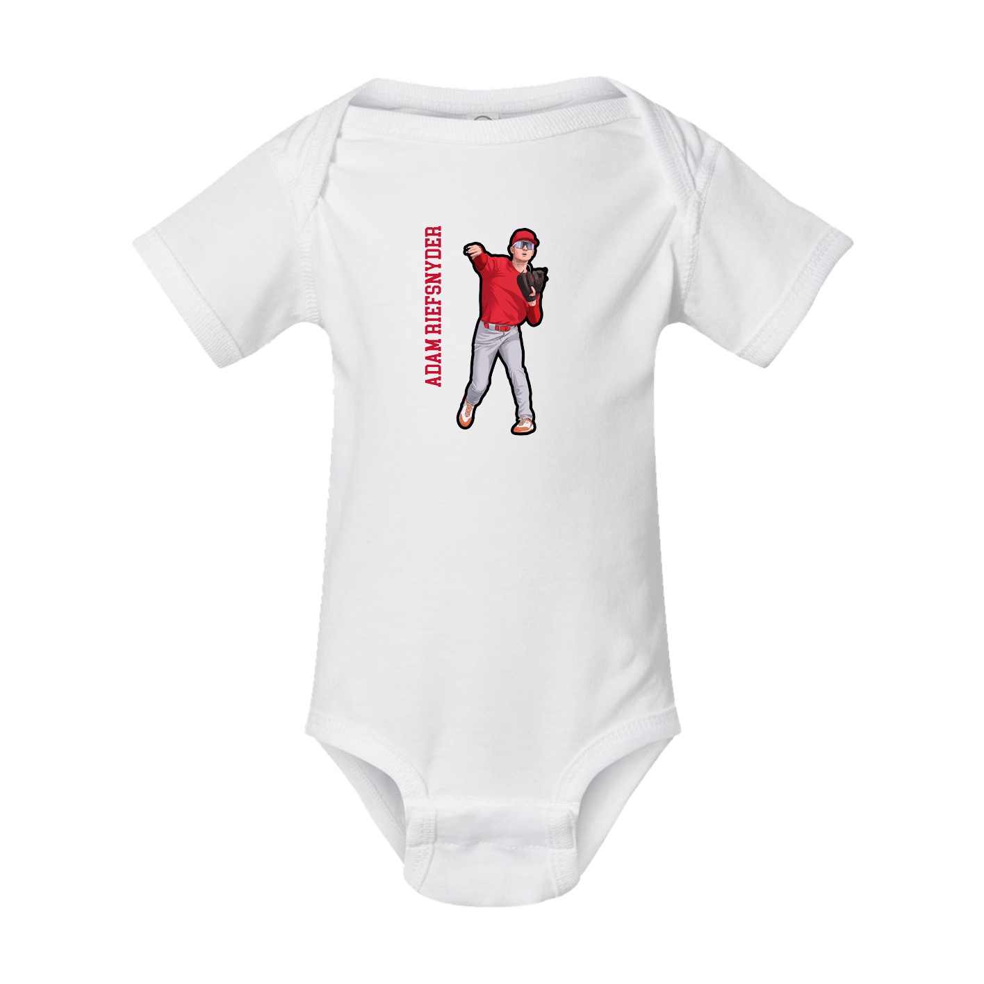 Baby Onesie — Name Vertical in White