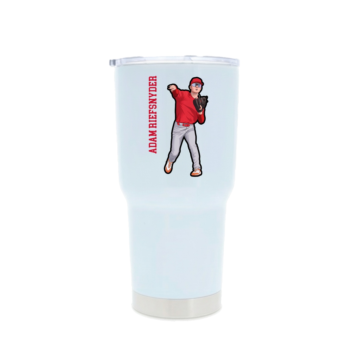 30oz Stainless Steel Tumbler — Name Vertical in White