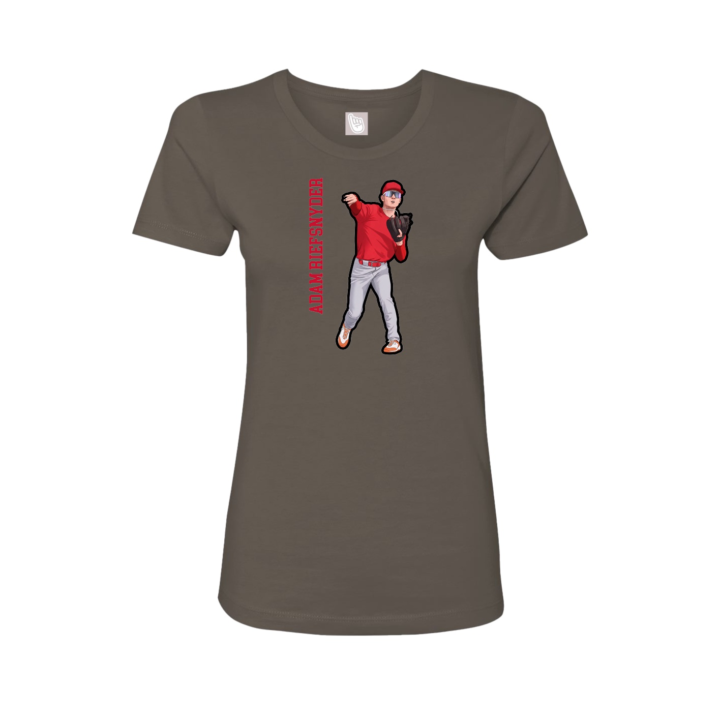Fitted Women's Tee — Name Vertical in Grey