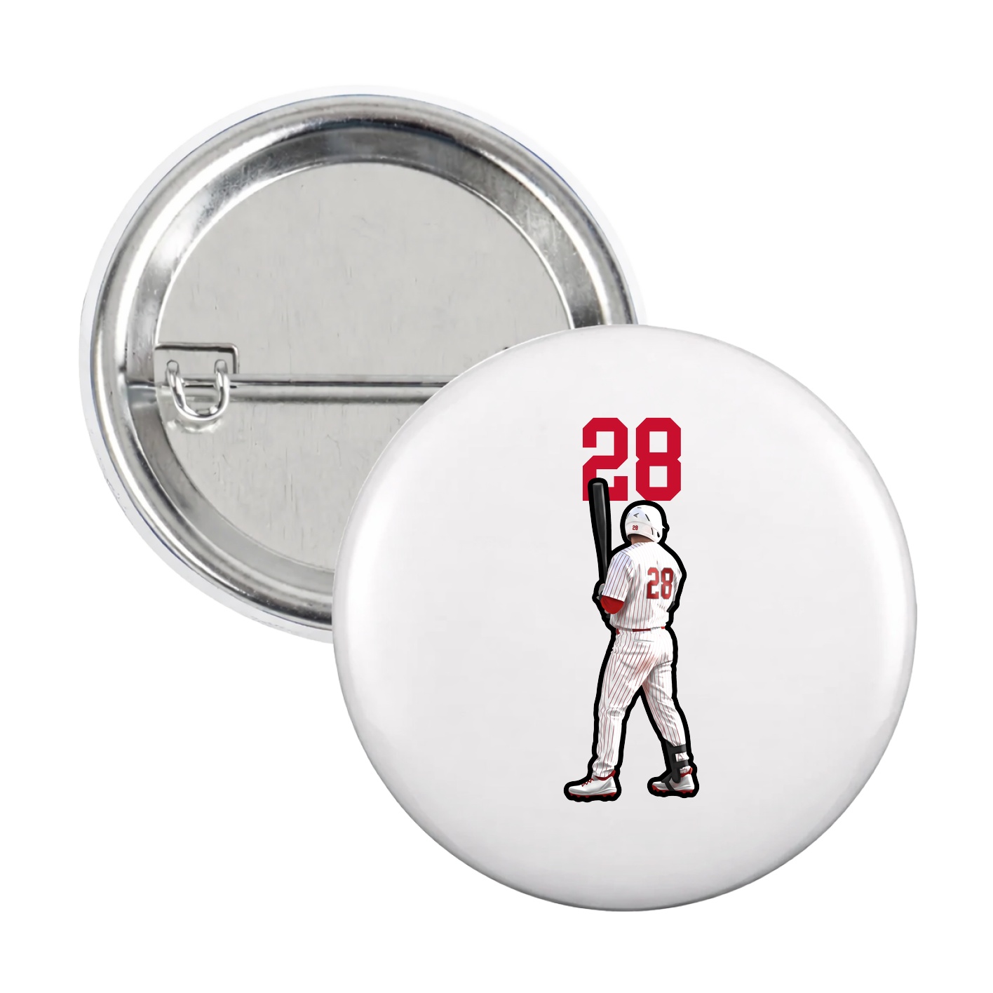 Game Day Button — Number Top in White