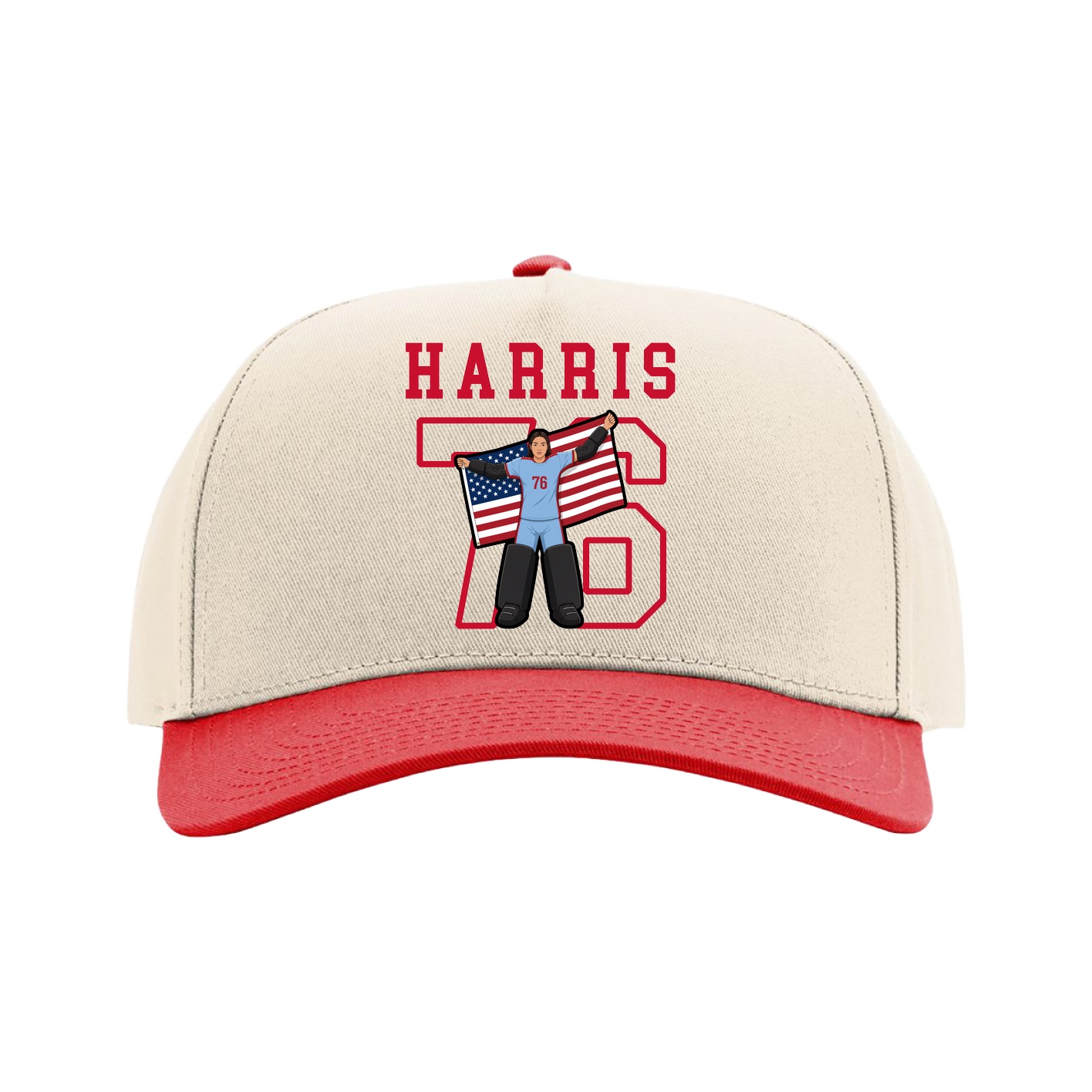 Full Fabric Five-Panel Champ Cap — Shirsey in Cream/Red