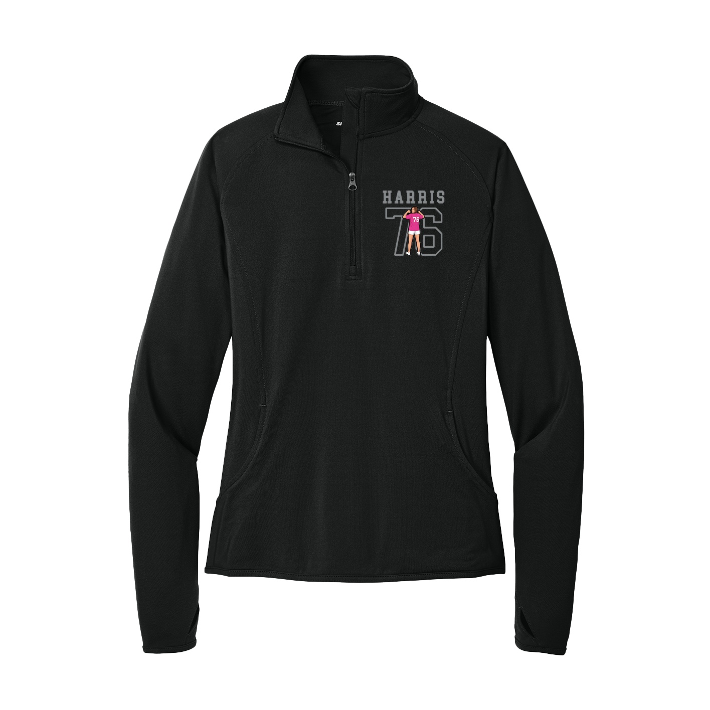 Women's Q-Zip Pullover — Shirsey in Black