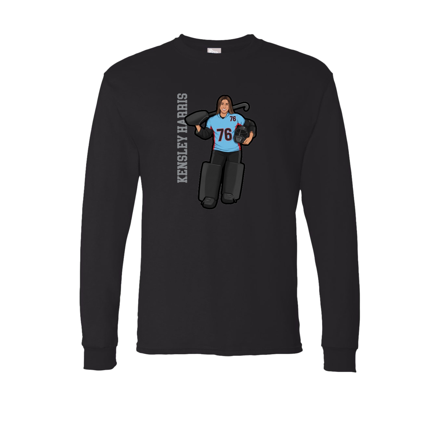 Long Sleeve Tee — Name Vertical in Black