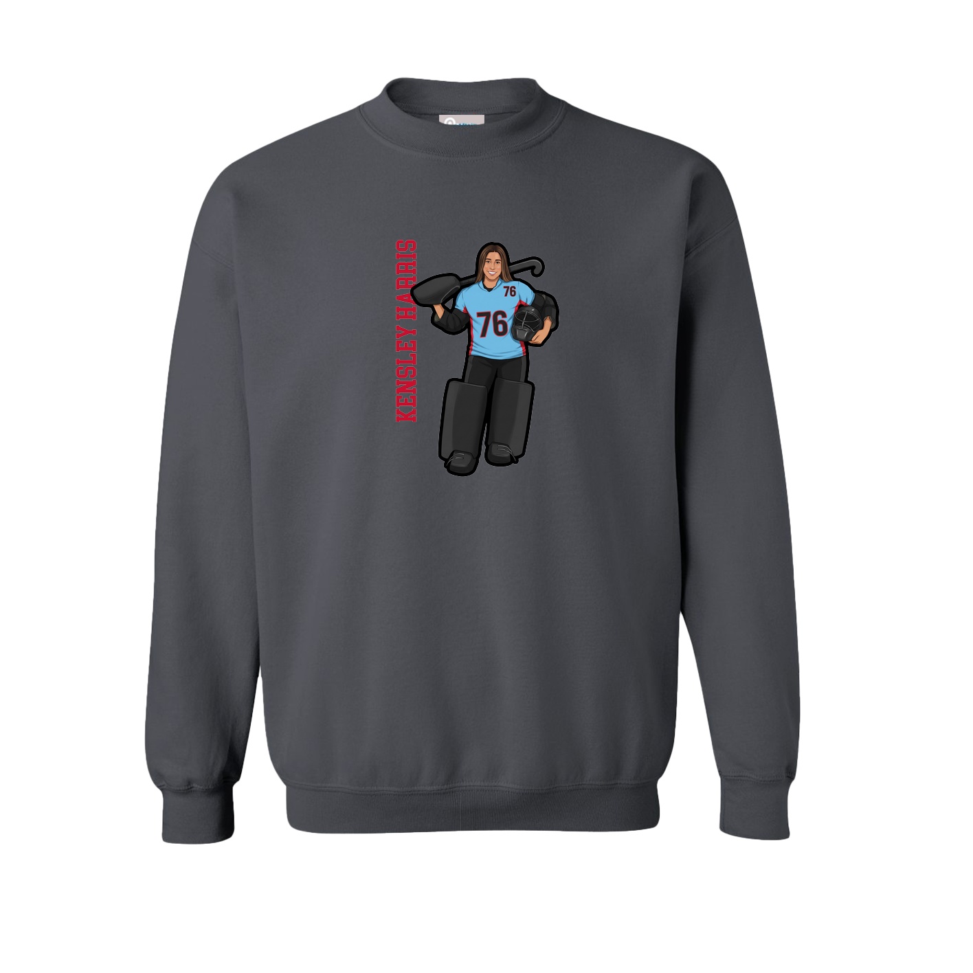 Fleece Crew — Name Vertical in Grey
