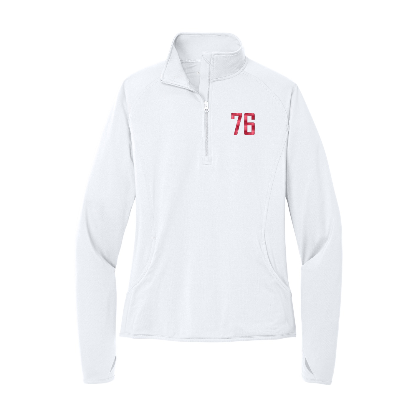 Women's Q-Zip Pullover — Front Shirsy in White