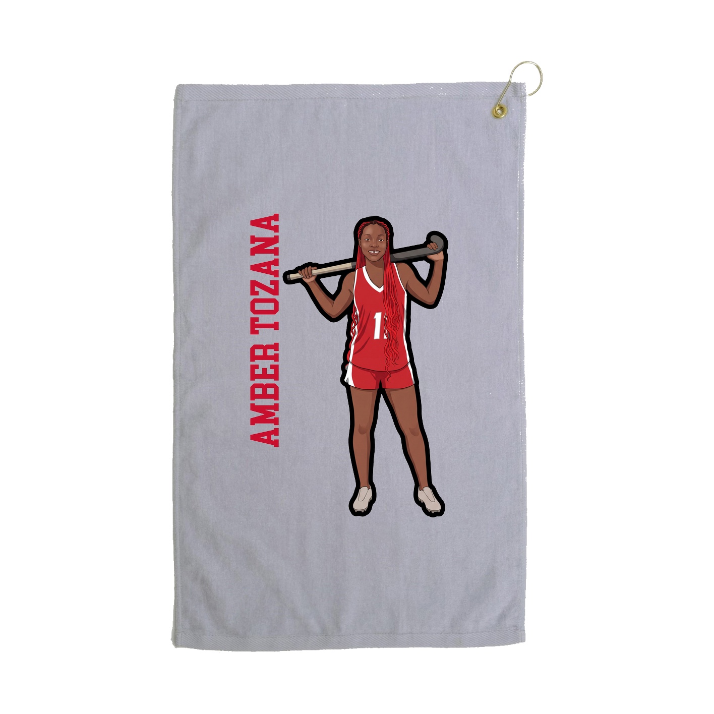 Golf Towel — Name Vertical in Grey