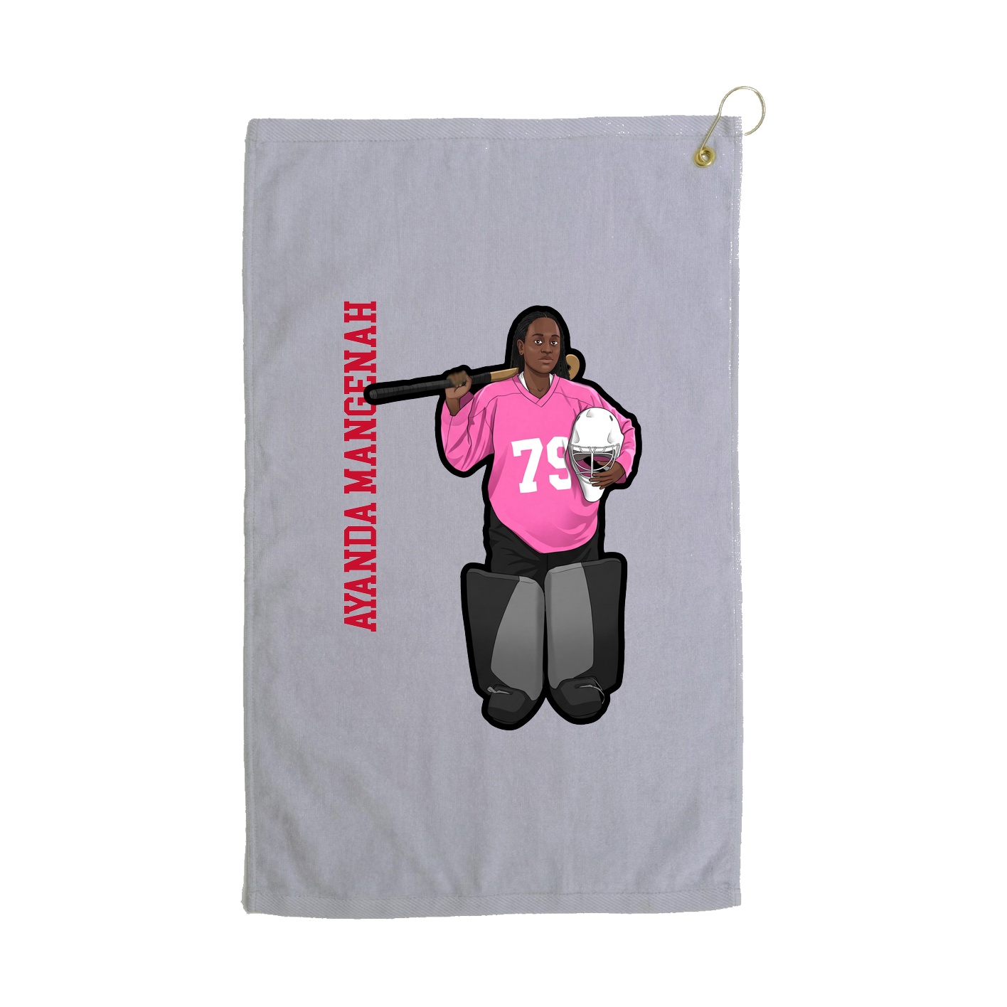 Golf Towel — Name Vertical in Grey