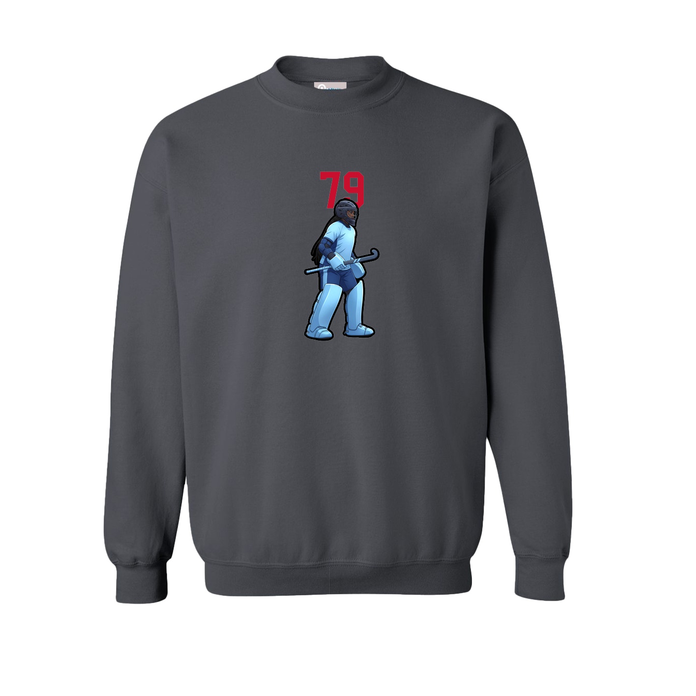 Fleece Crew — Number Top in Grey