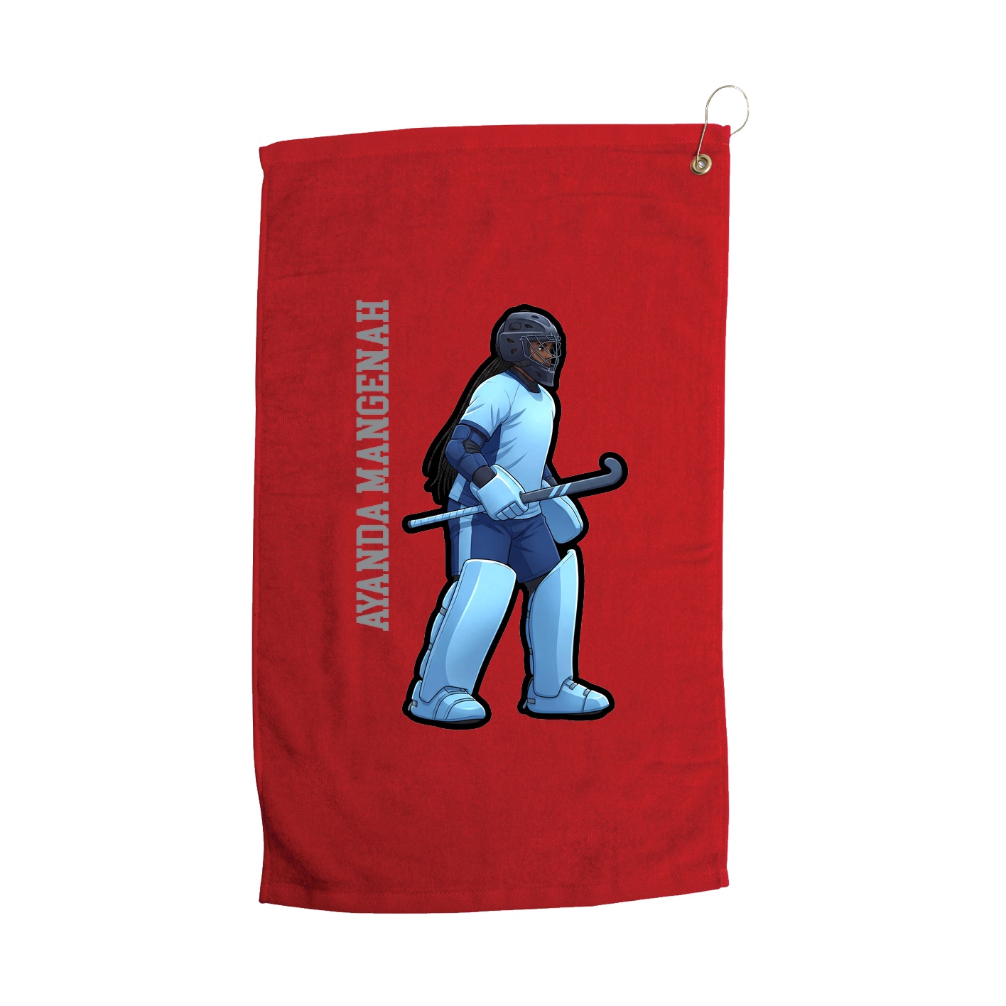 Golf Towel — Name Vertical in Red