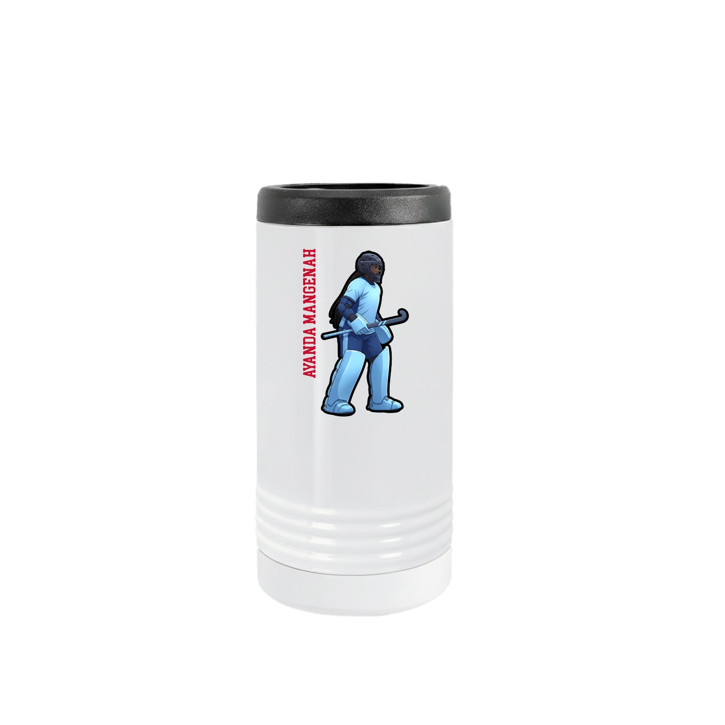 Slim Beverage Holder — Name Vertical in White