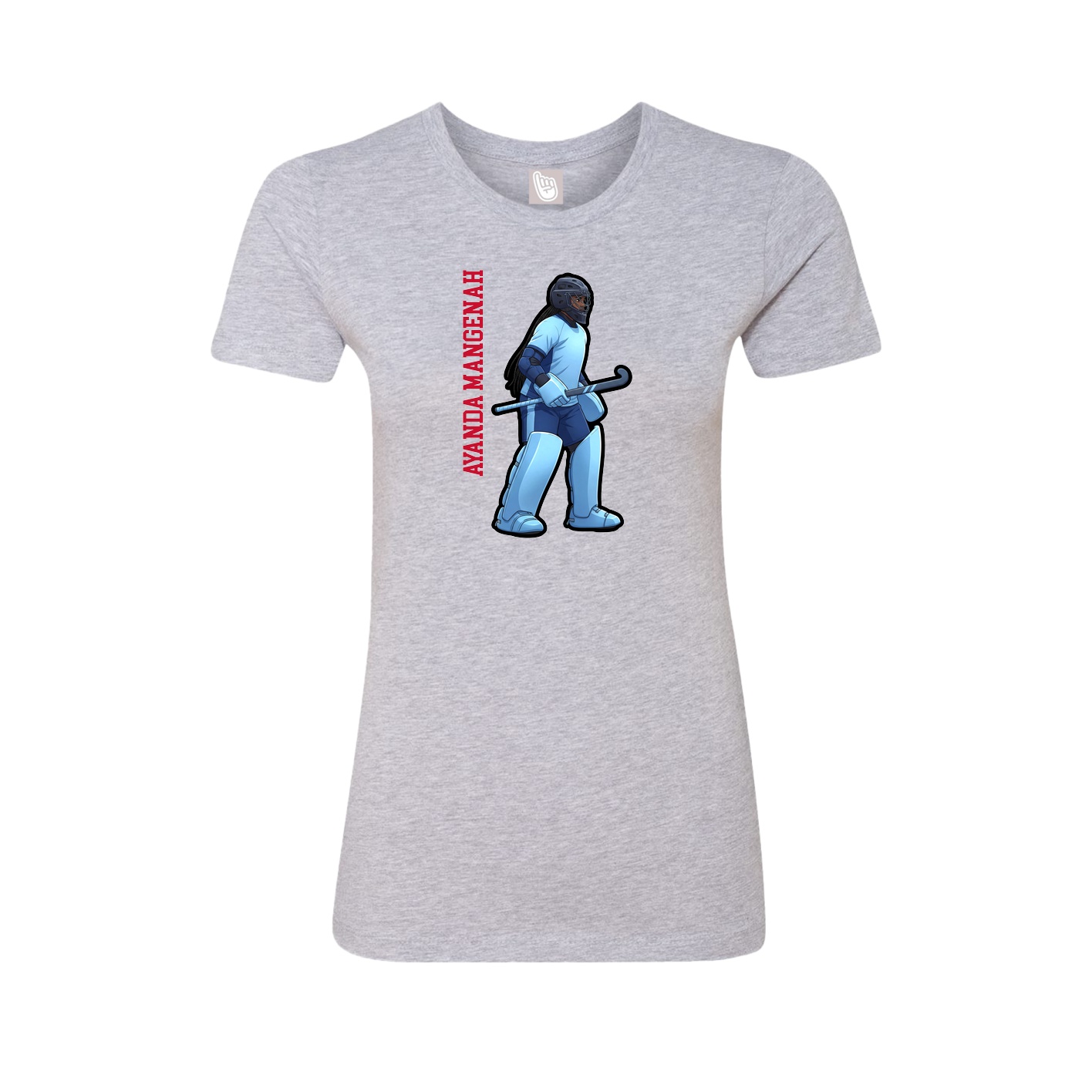 Fitted Women's Tee — Name Vertical in Grey
