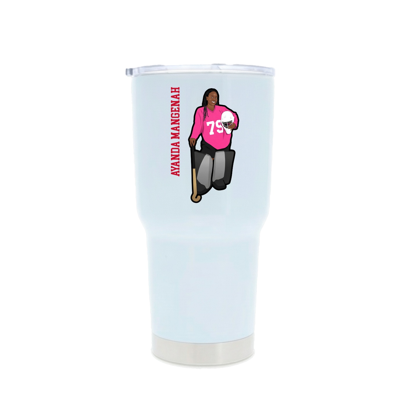 30oz Stainless Steel Tumbler — Name Vertical in White