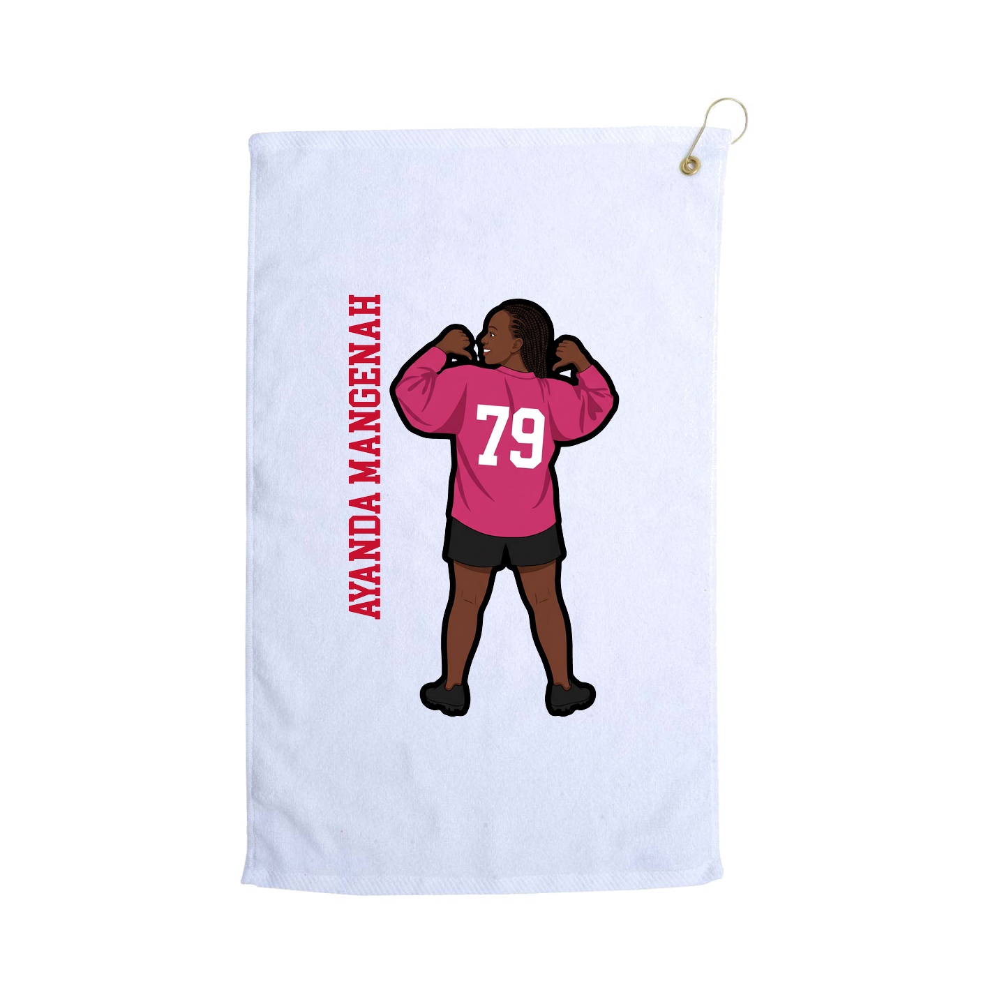 Golf Towel — Name Vertical in White