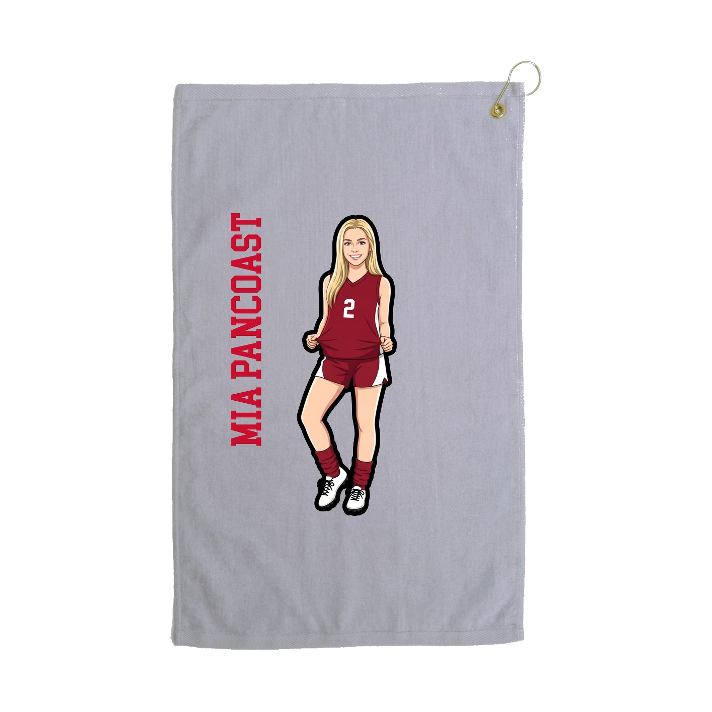 Golf Towel — Name Vertical in Grey