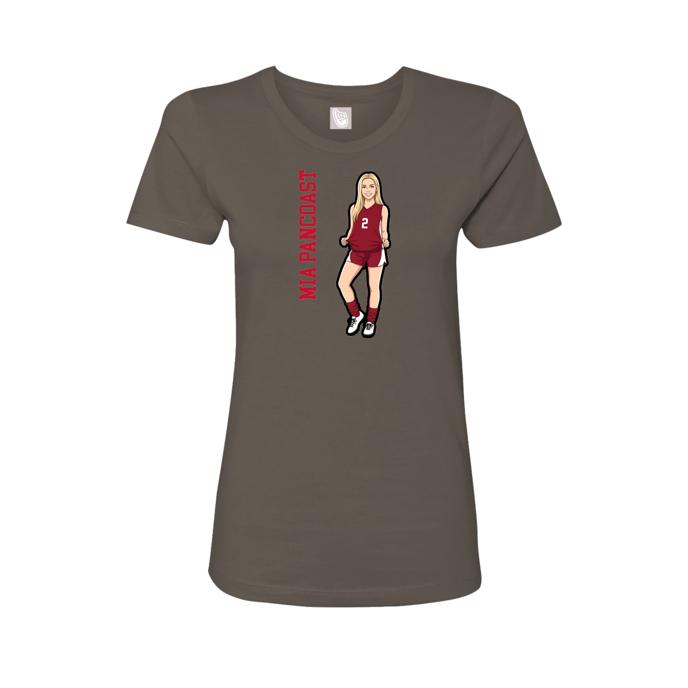 Fitted Women's Tee — Name Vertical in Grey