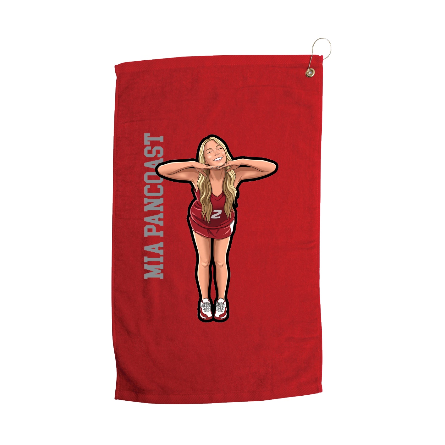 Golf Towel — Name Vertical in Red