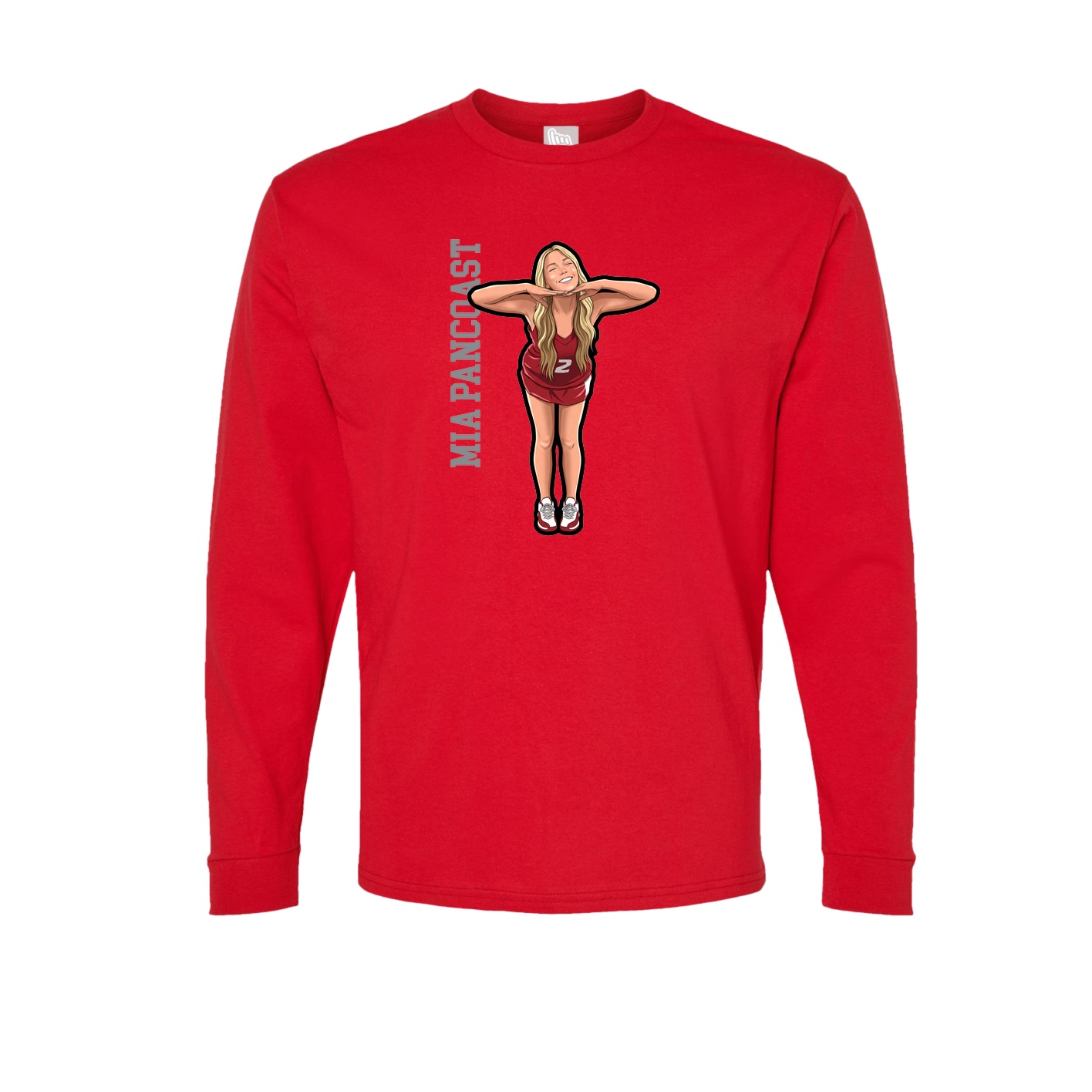 Long Sleeve Tee — Name Vertical in Red
